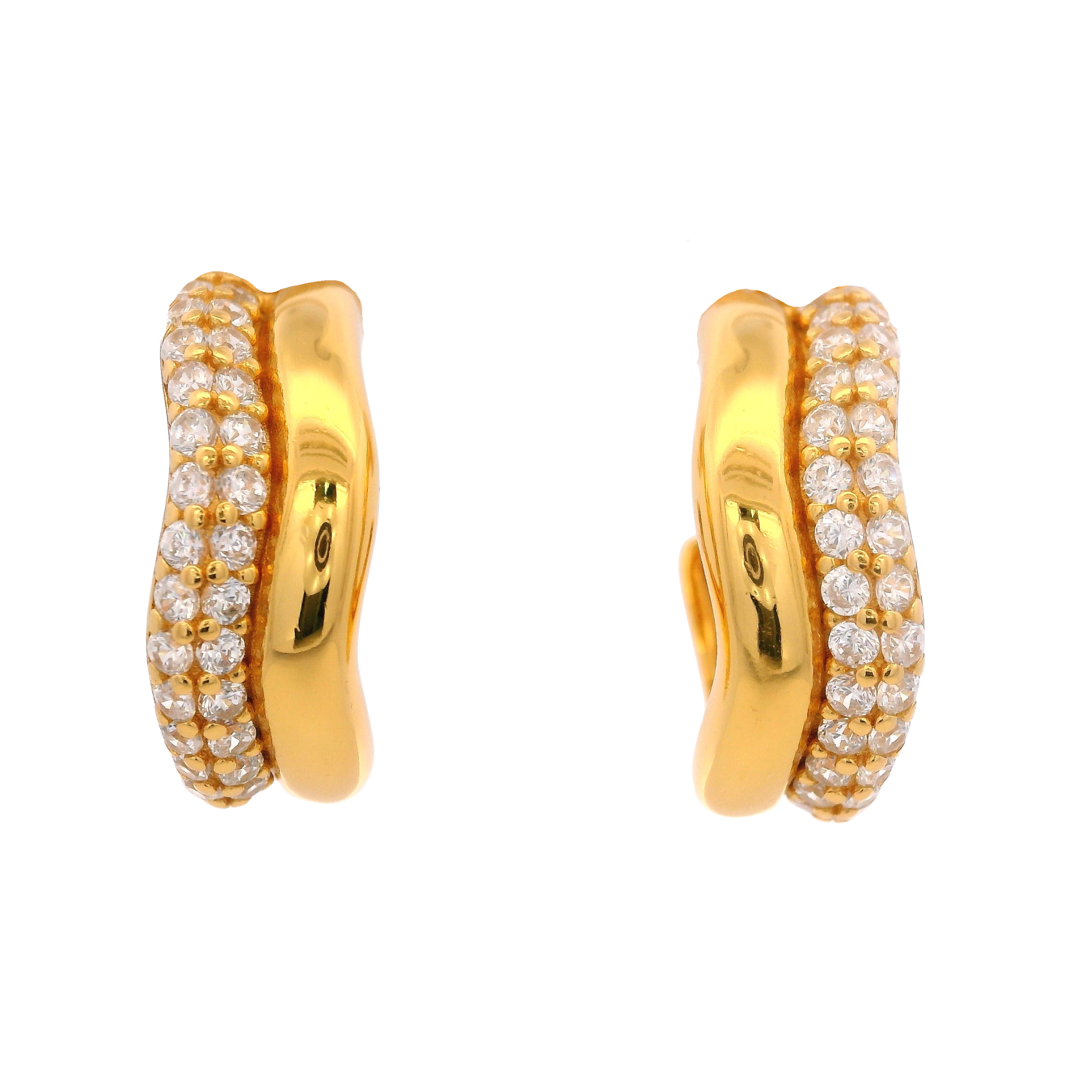 925YG CHUNKY DOUBLE LINE HOOPS CZ