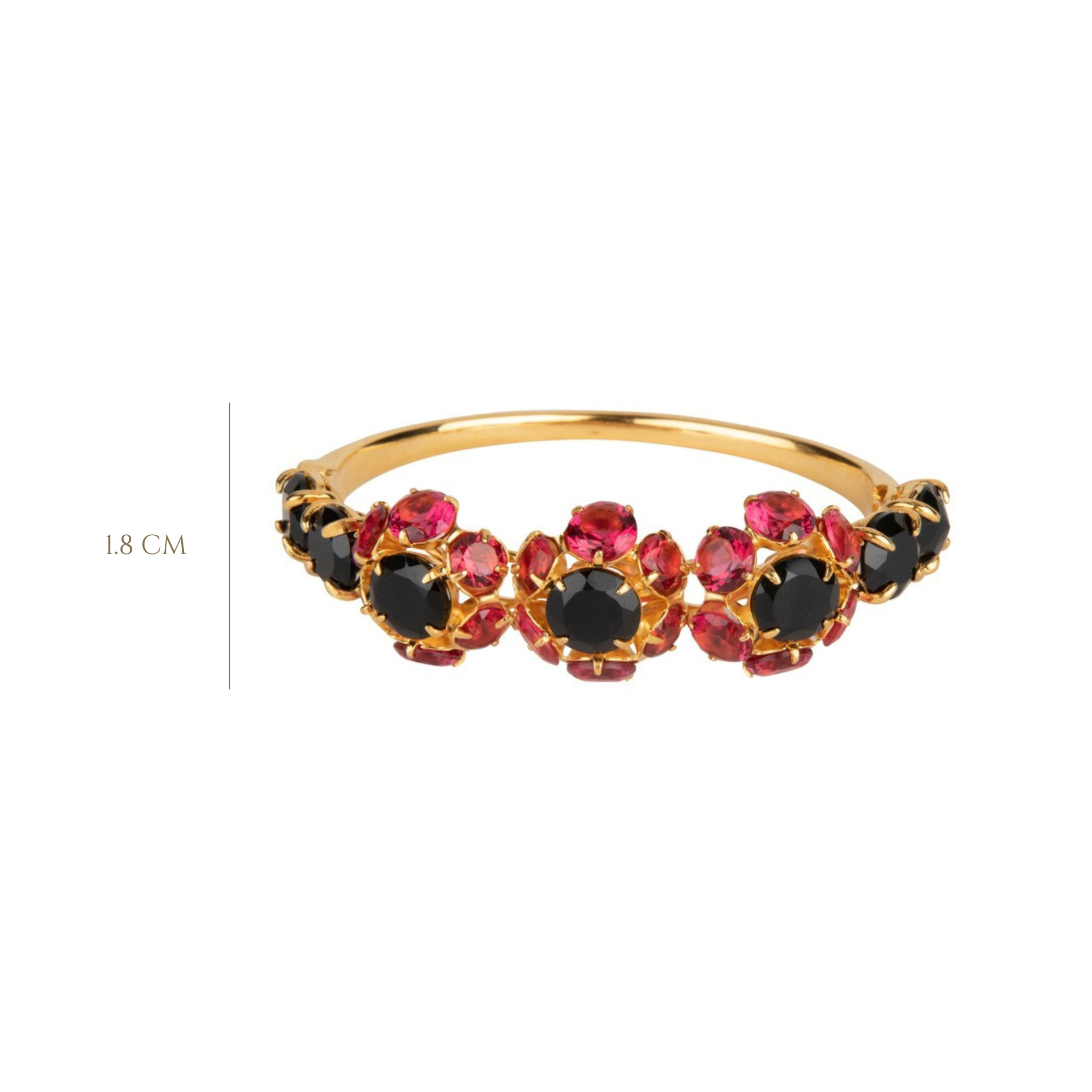 BANGLE BLACK ONYX AND FUCHSIA CZ