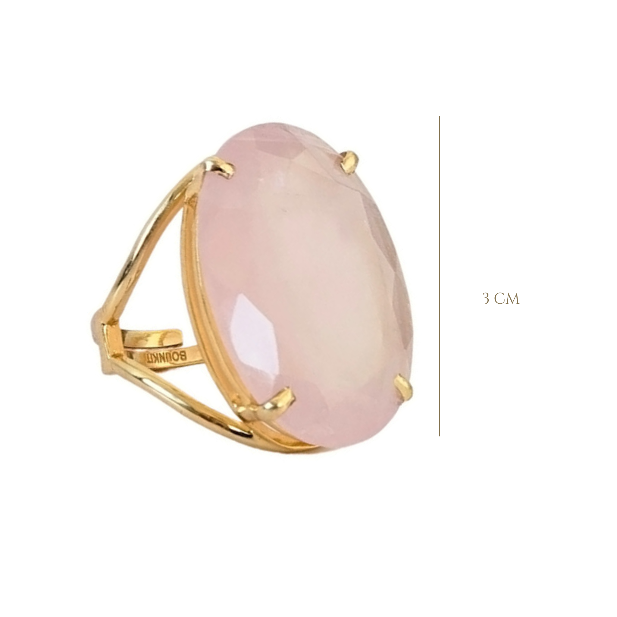 RING VERTICAL SETTING 30X22 OVAL FACETED ROSE QUARTZ