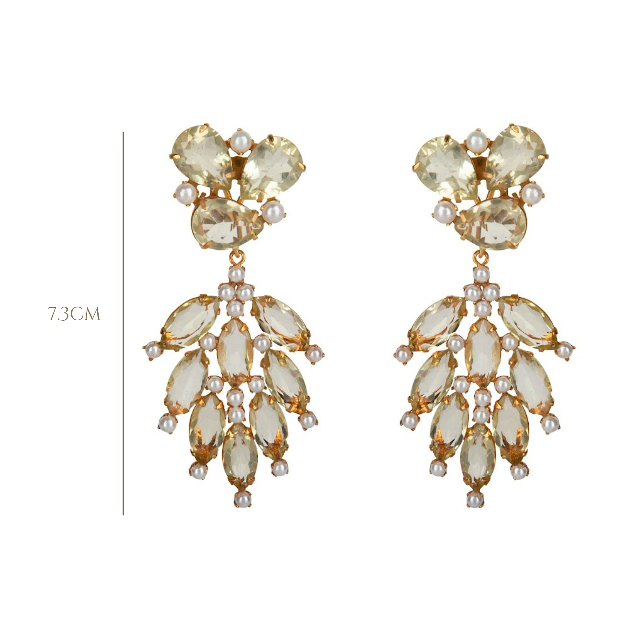EARRINGS LEMON QUARTZ PEARLS 3X1