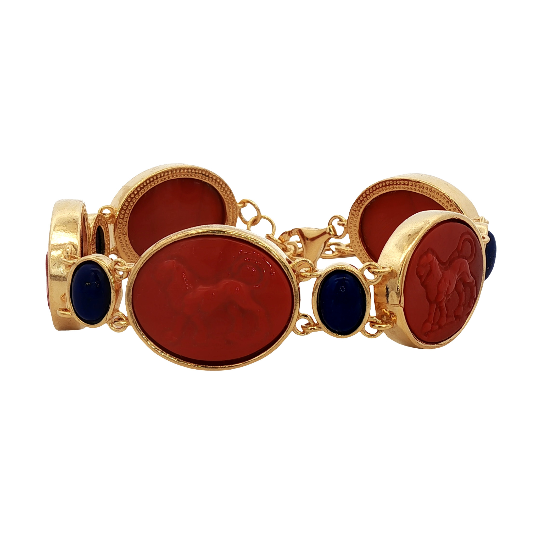 925YG STATION CHIMERA ORANGE AND LAPIS LAZULI BRACELET