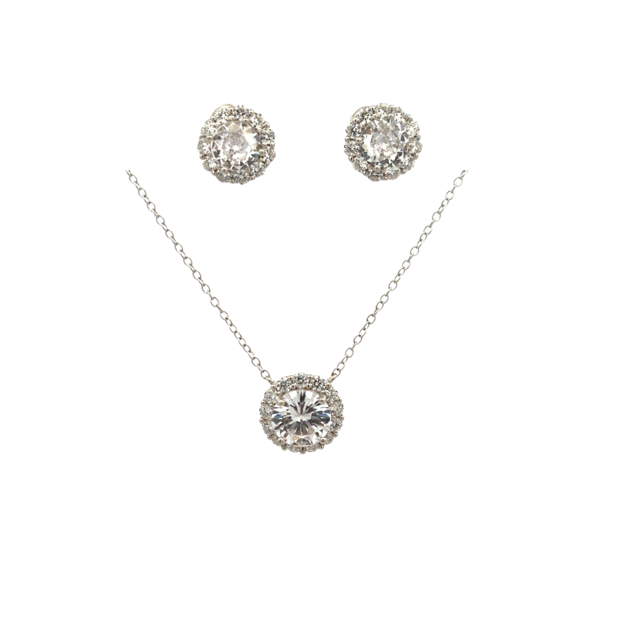 925SS ROUND FLOWER CZ SET