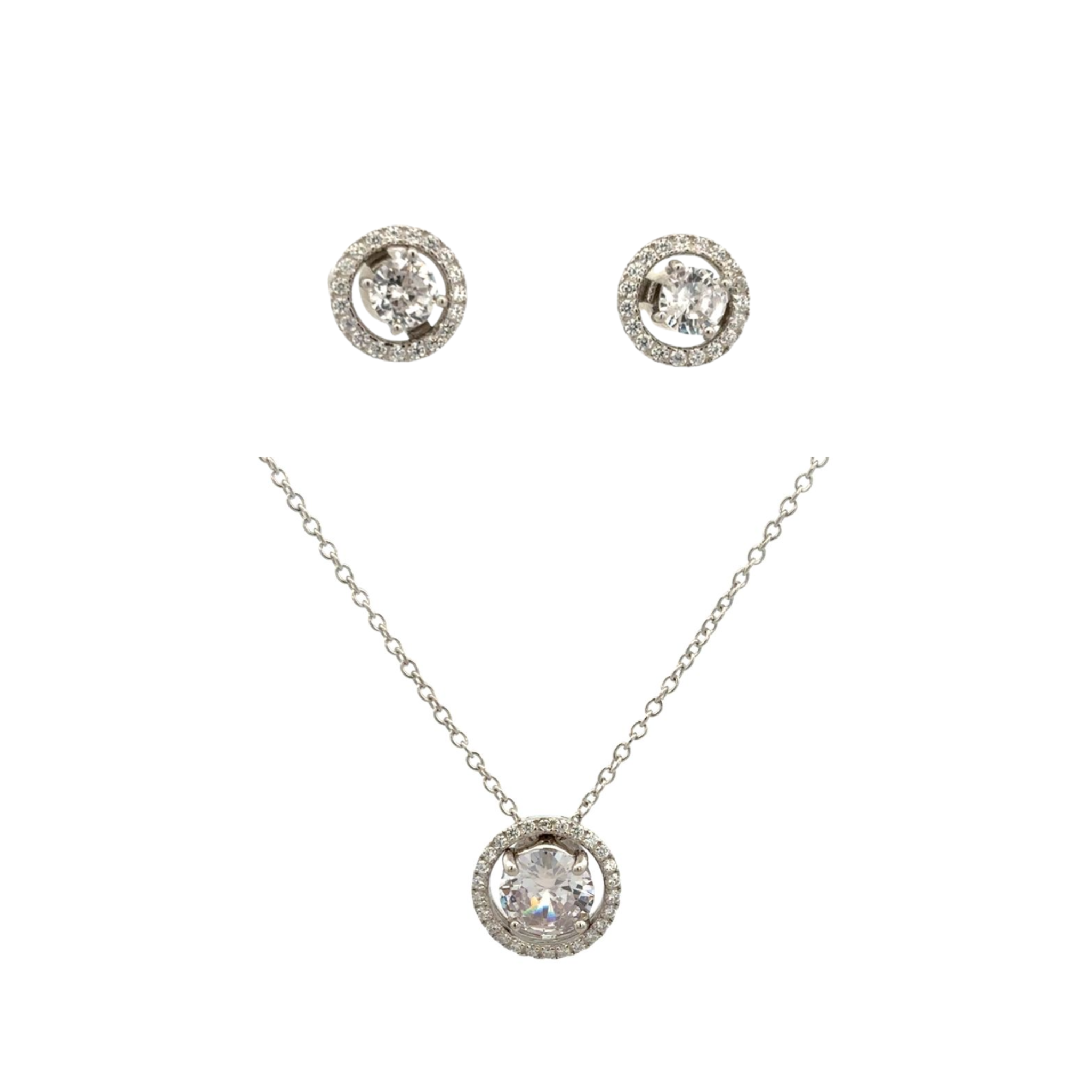 925SS CIRCLE WITH SOLITARY CZ SET