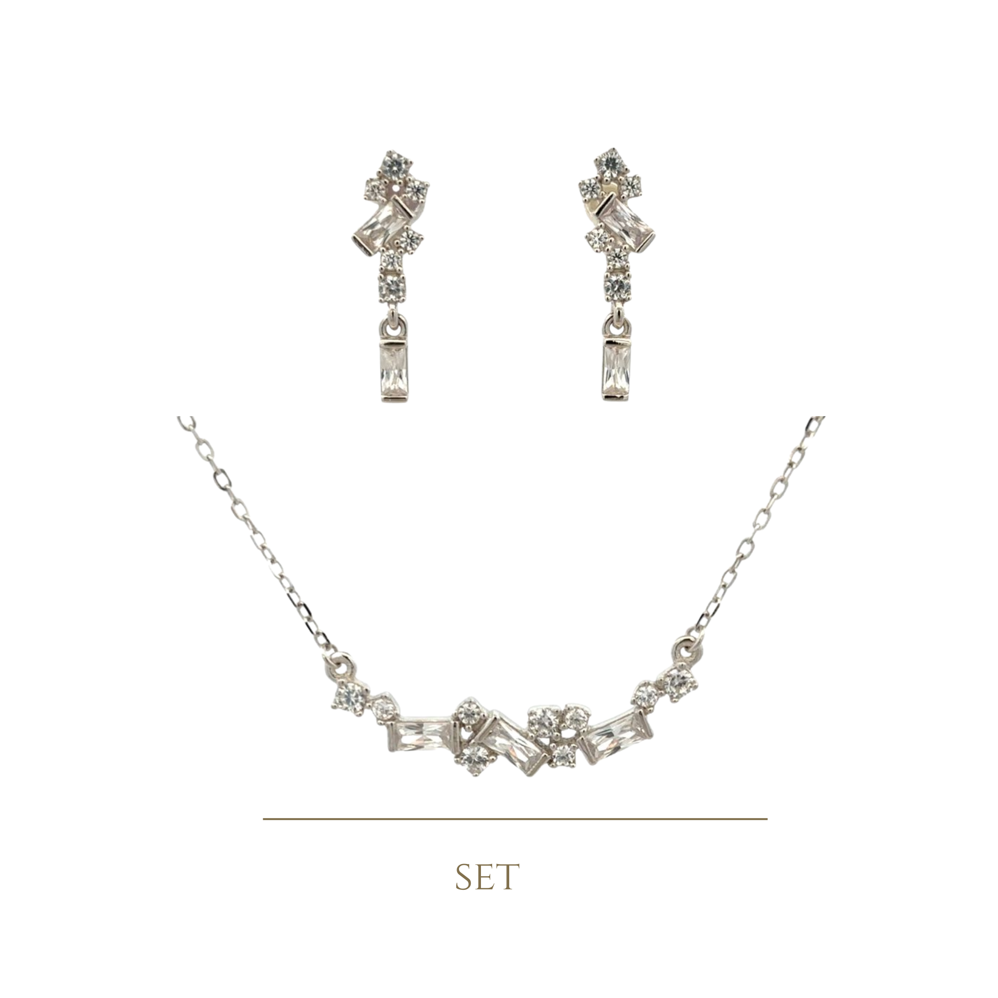925SS CLUSTER MULTI SHAPE CZ SET