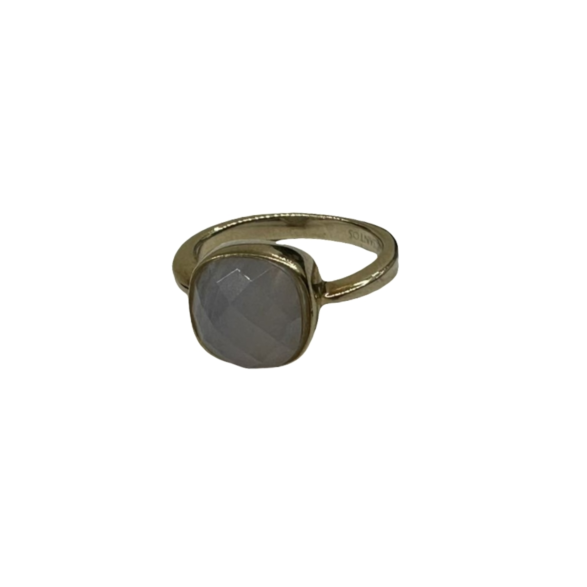 RING 925 GOLD BLUE LACE AGATE