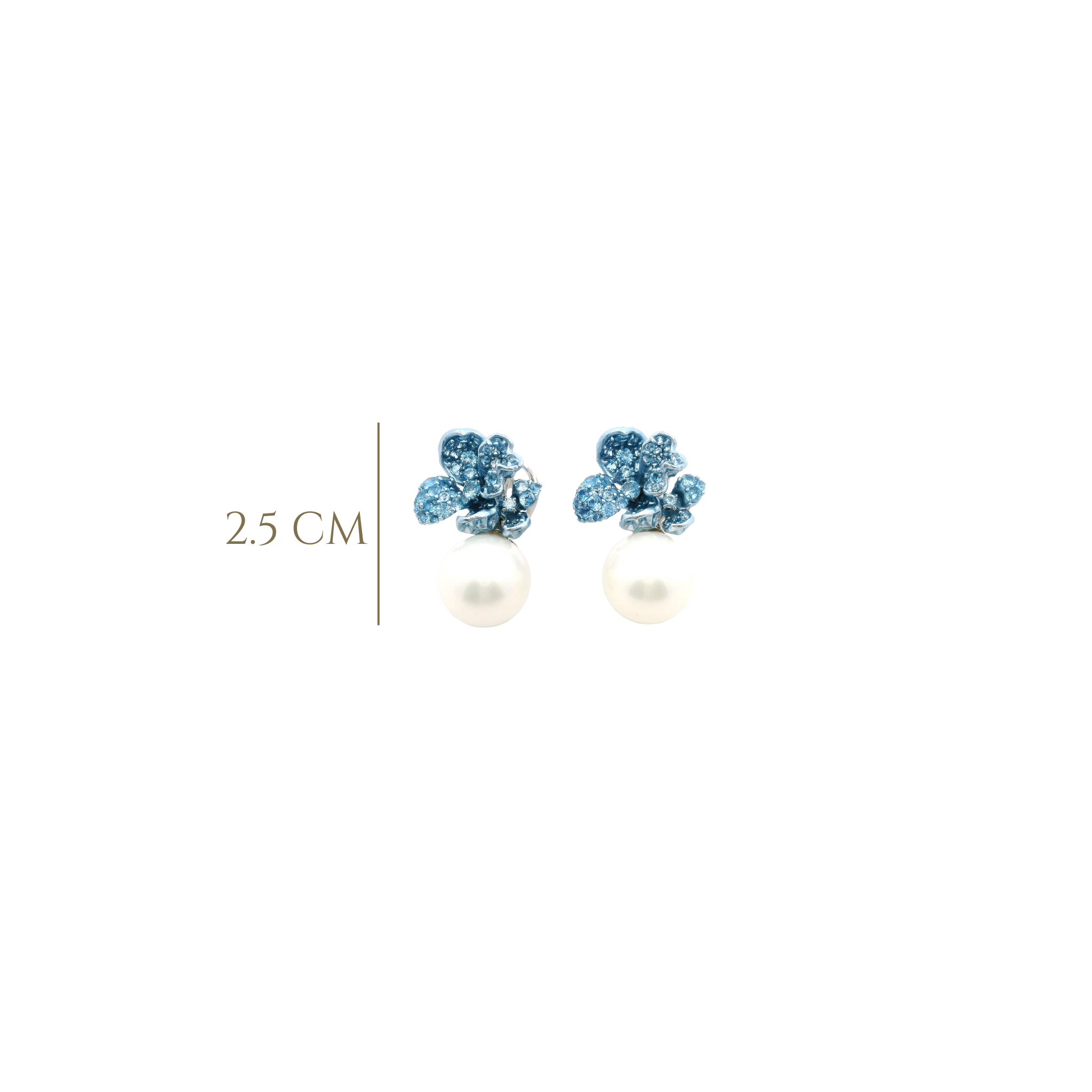 925SL FLOWER BLUE PERL AND BLUE TOPAZ EARRINGS