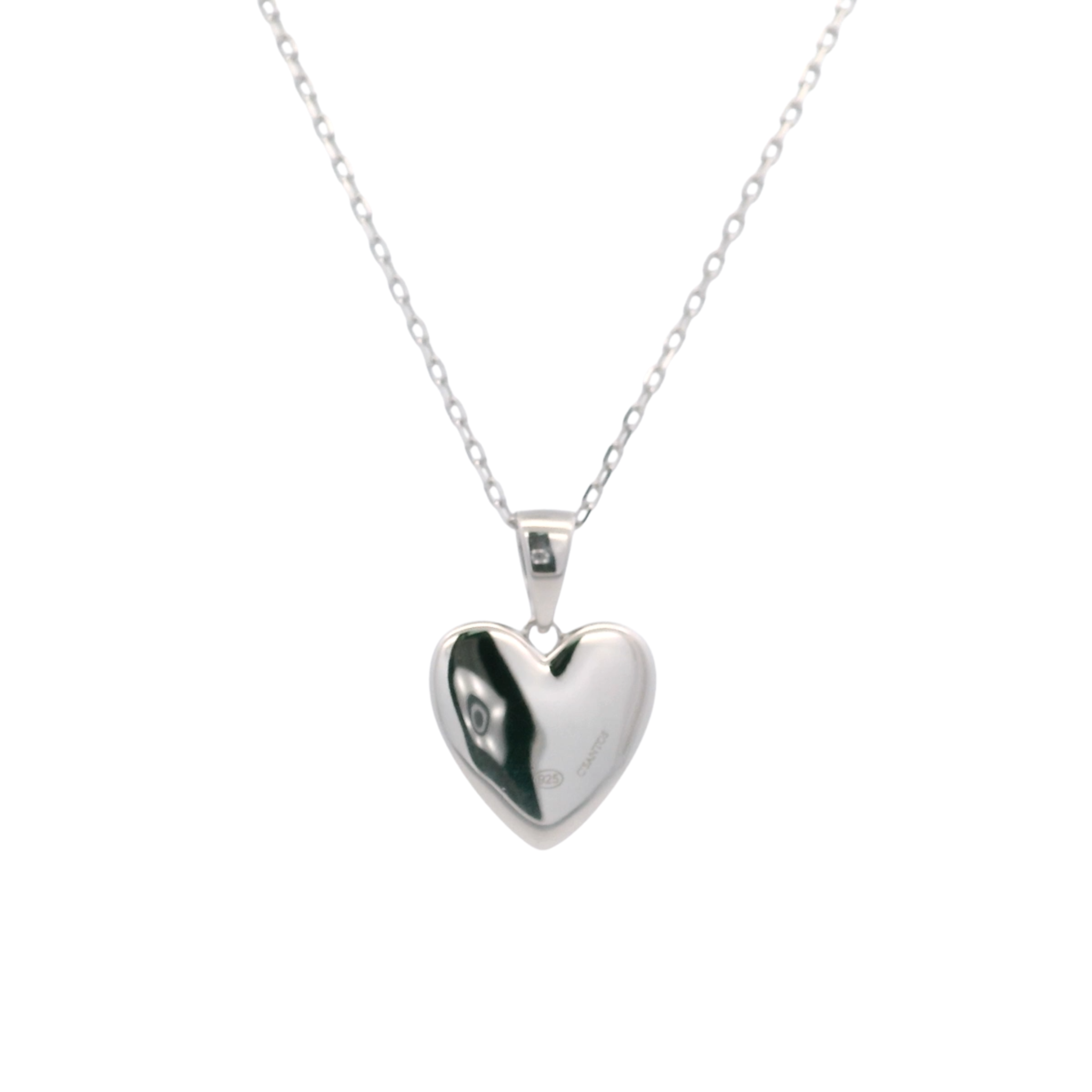 925SL HEART SMOOTH CZ NECKLACE