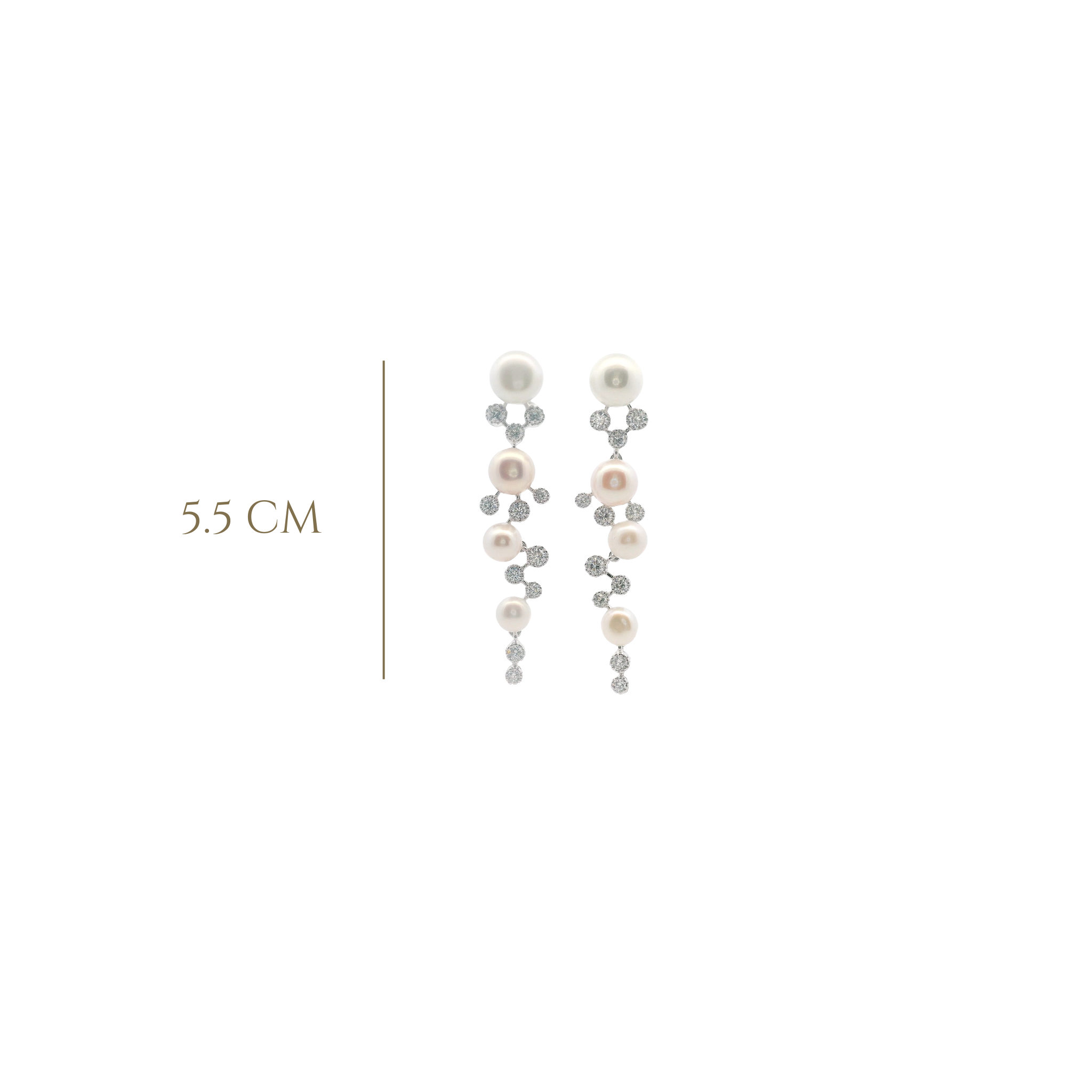 925SL DROP FOUR PEARL WITH CZ EARRINGS