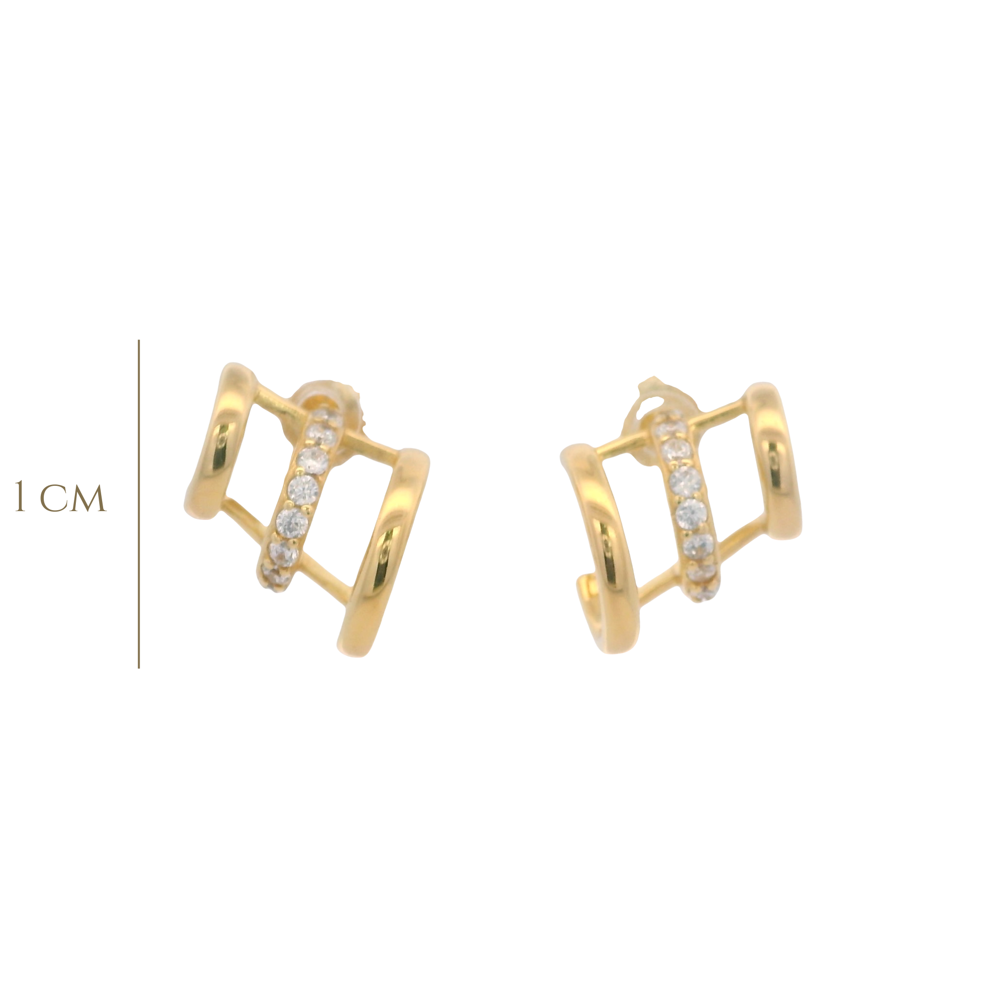 925YG CLAW TRIPLE ROW EARRINGS