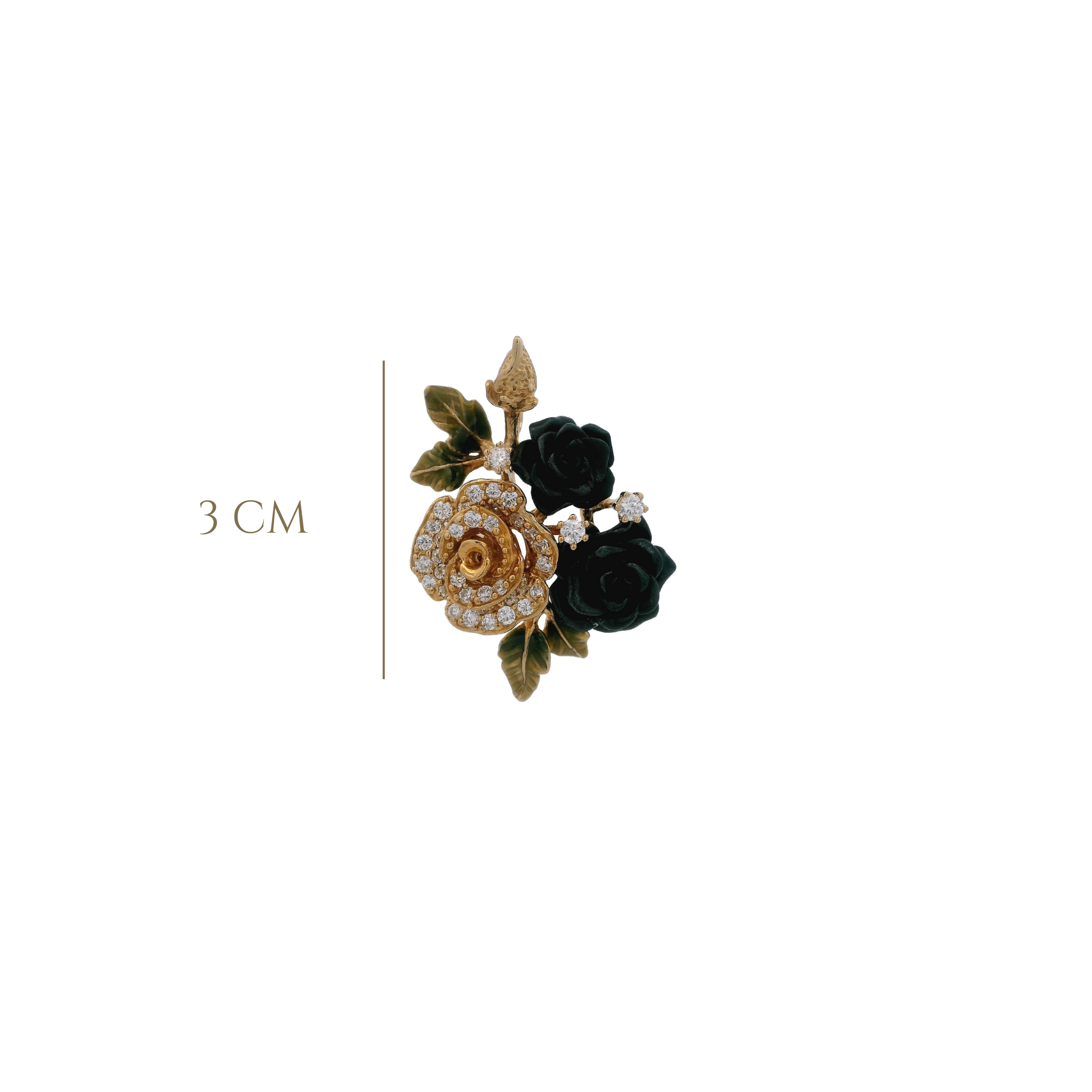 925YG DOUBLE FLOWER BLACK AND FLOWER PAVE EARRINGS