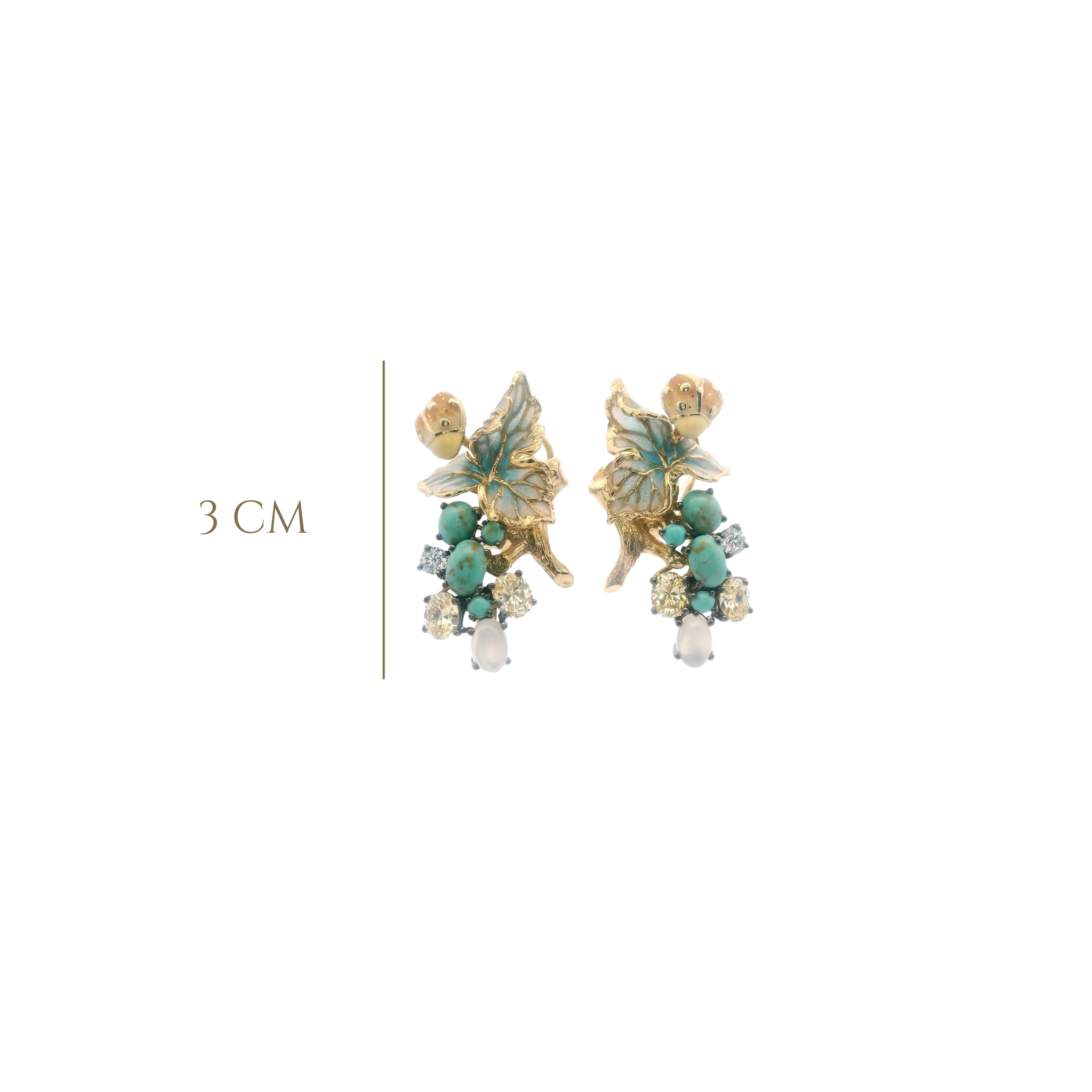 925YG BRANCH TURQUESA SKY WITH LADYBUG EARRINGS