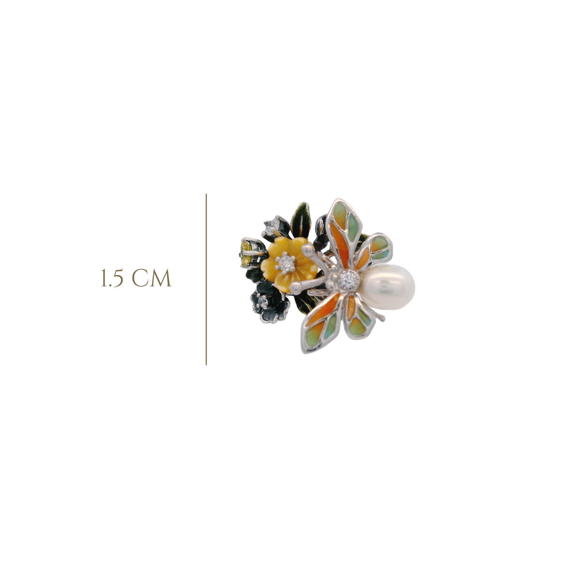 925SL TRIPLE FLOWER AND BEE PEARL PENDANT