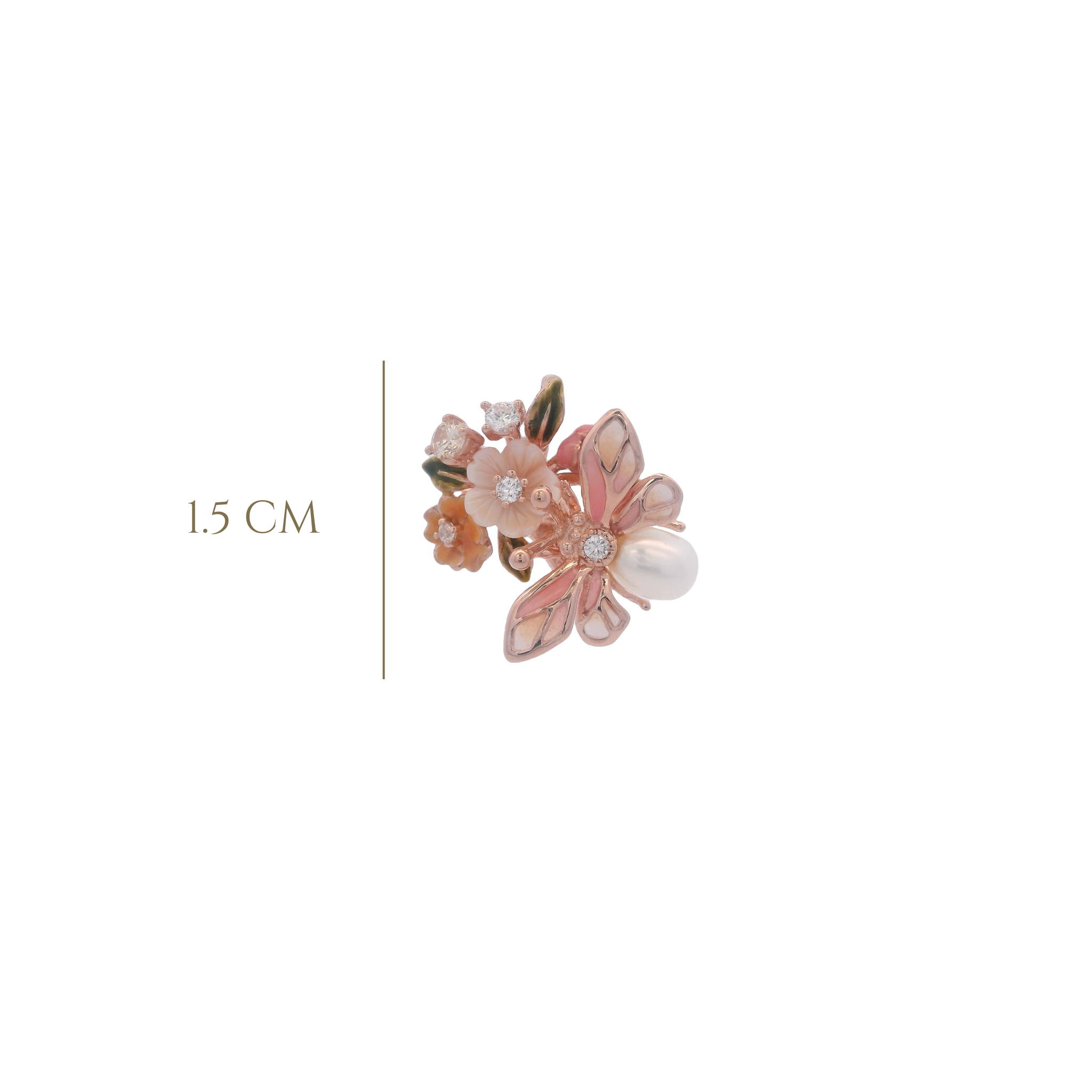 925RG TRIPLE FLOWER AND BEE PEARL PENDANT