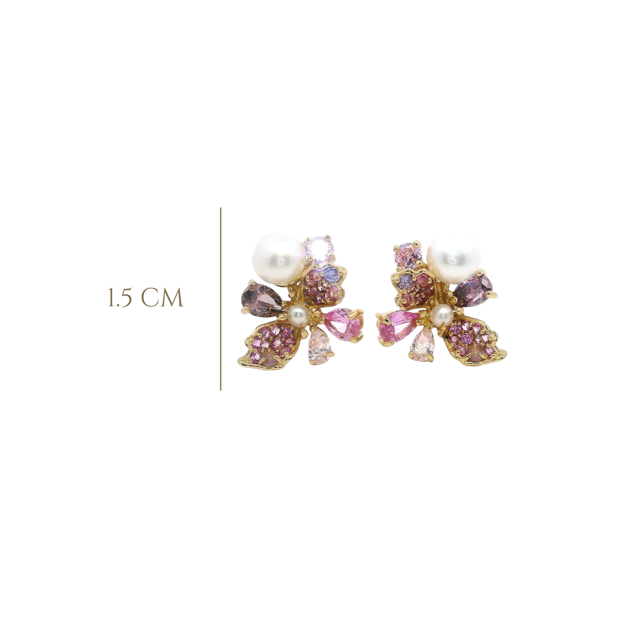 925RG FLOWER PINK AND PEARL EARRINGS