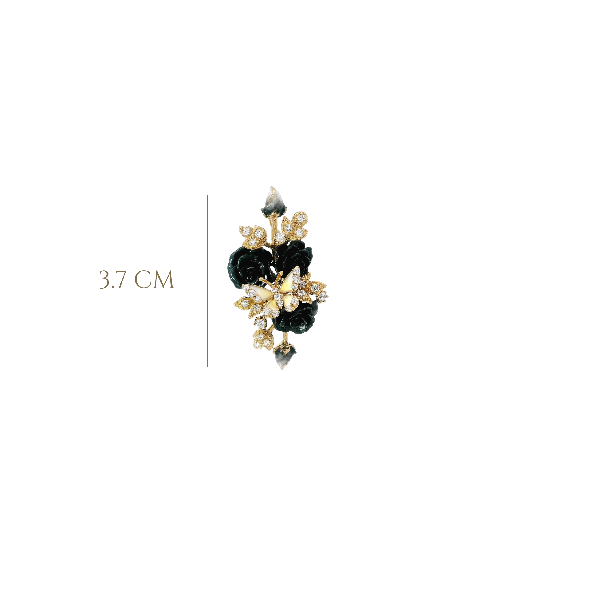 925YG FLOWERS ENAMEL BLACK AND BUTTERFLY ENAMEL WHITE PENDANT