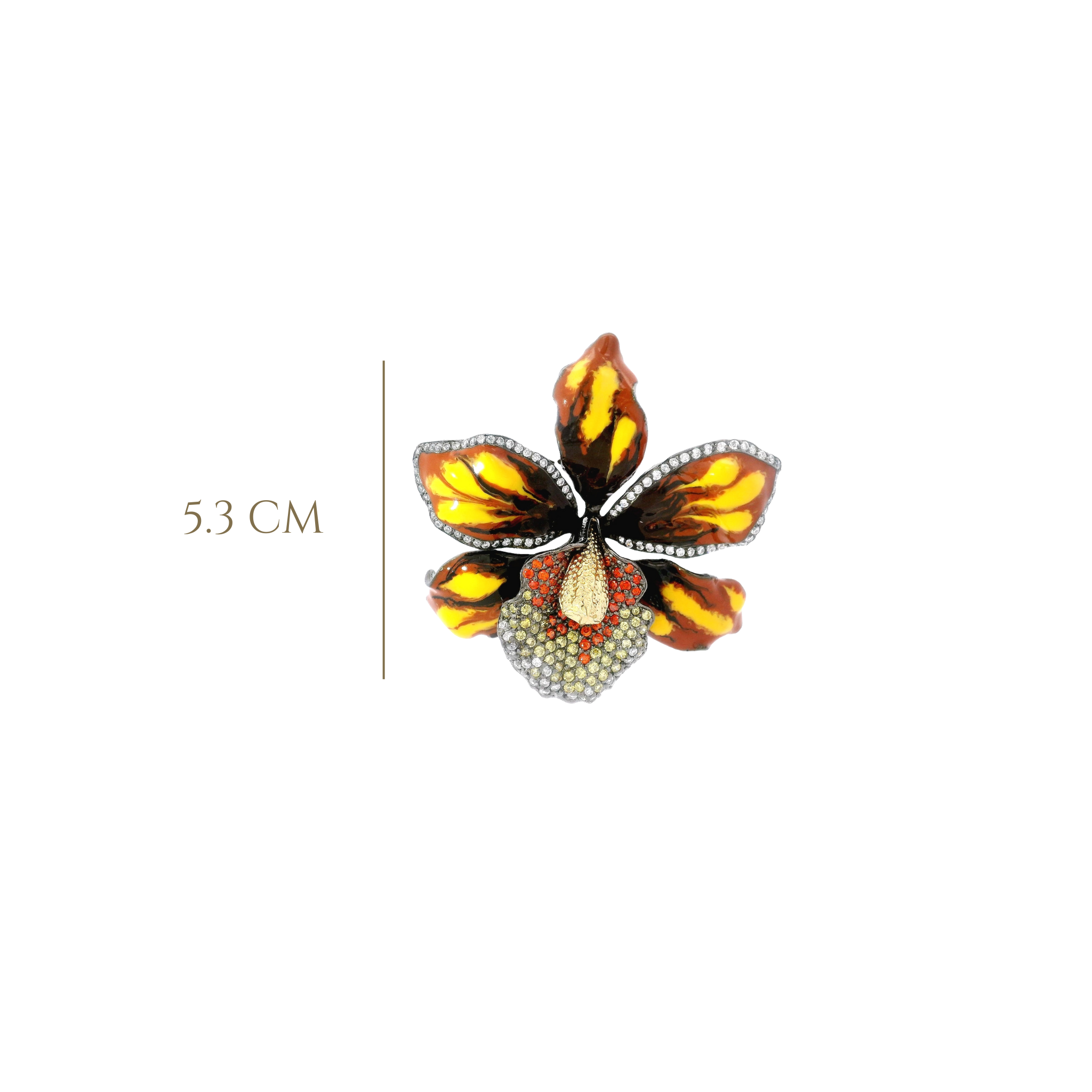 925SL BIG MAY FLOWER YELLOW AND BROWN BROOCH
