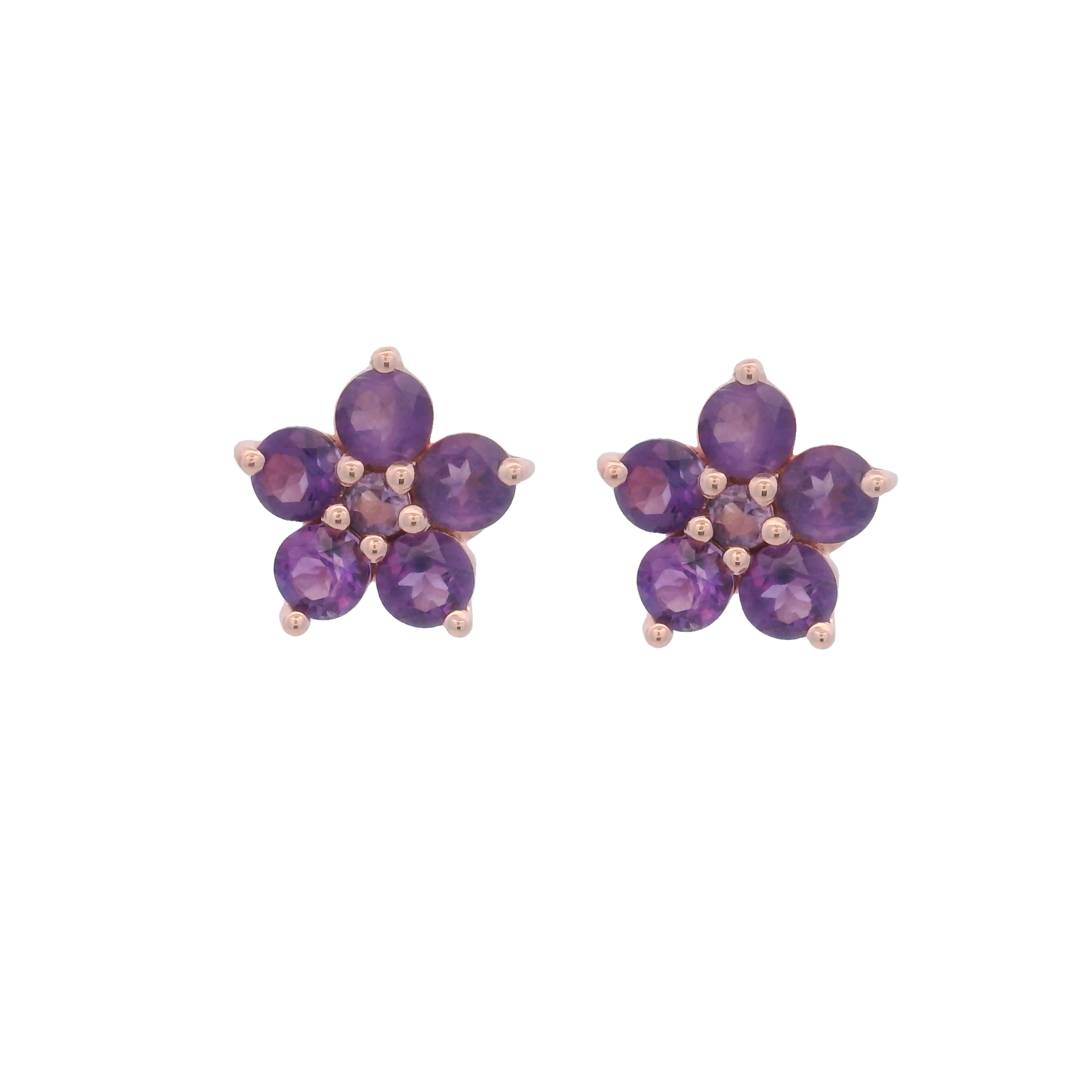 925RG FLOWER 9MM AMETHYST AFRICAN CENTER AMETHYST BRAZILIAN EARRINGS