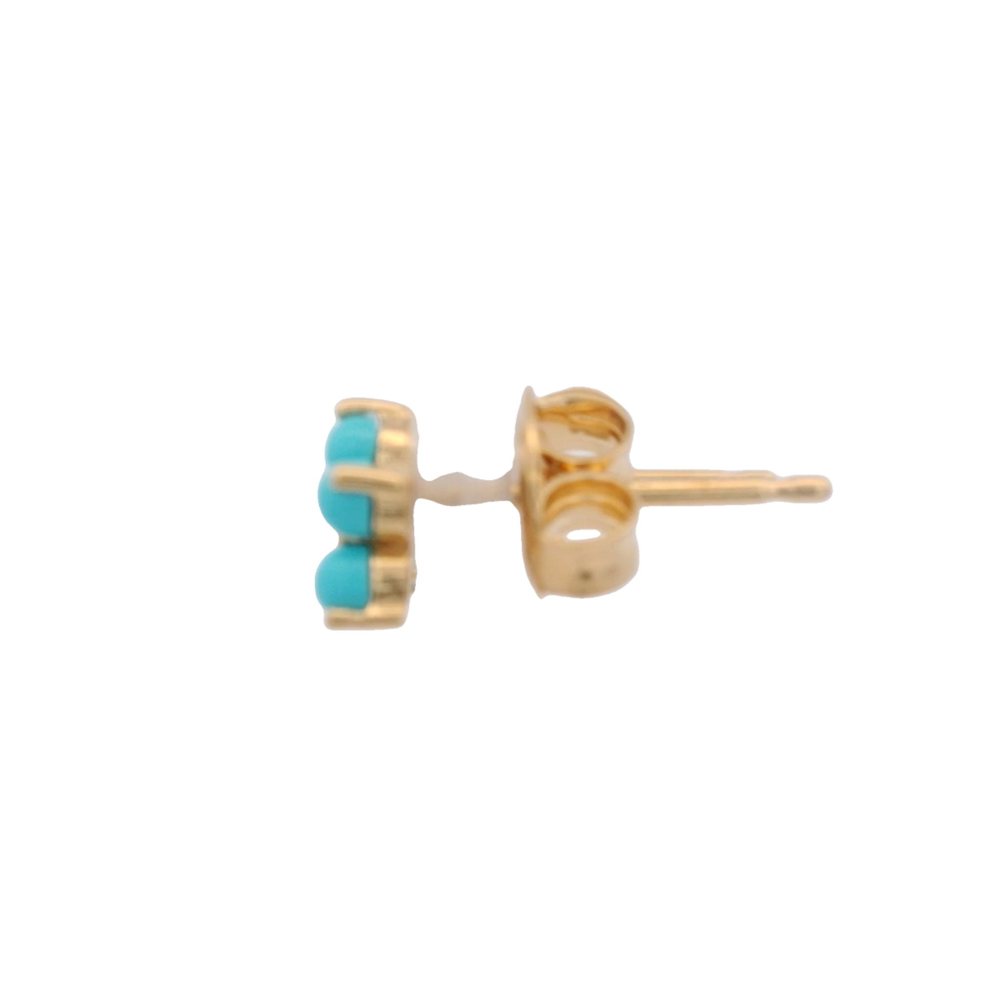 925YG FLOWER 6MM TURQUOISE SYN CENTER TOPAZ WHITE EARRINGS