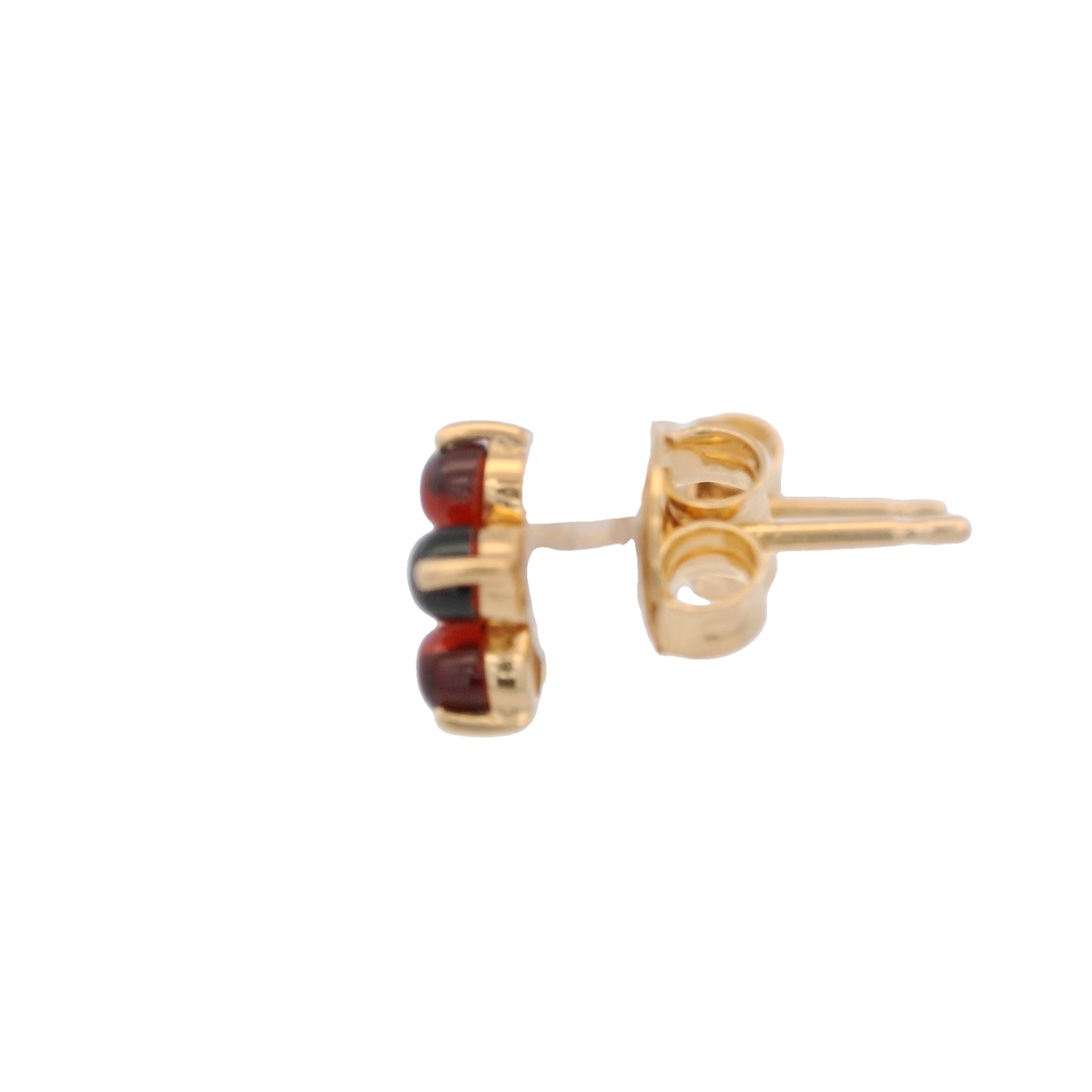 925YG FLOWER 8MM GARNET CENTER SPINEL BLACK EARRINGS