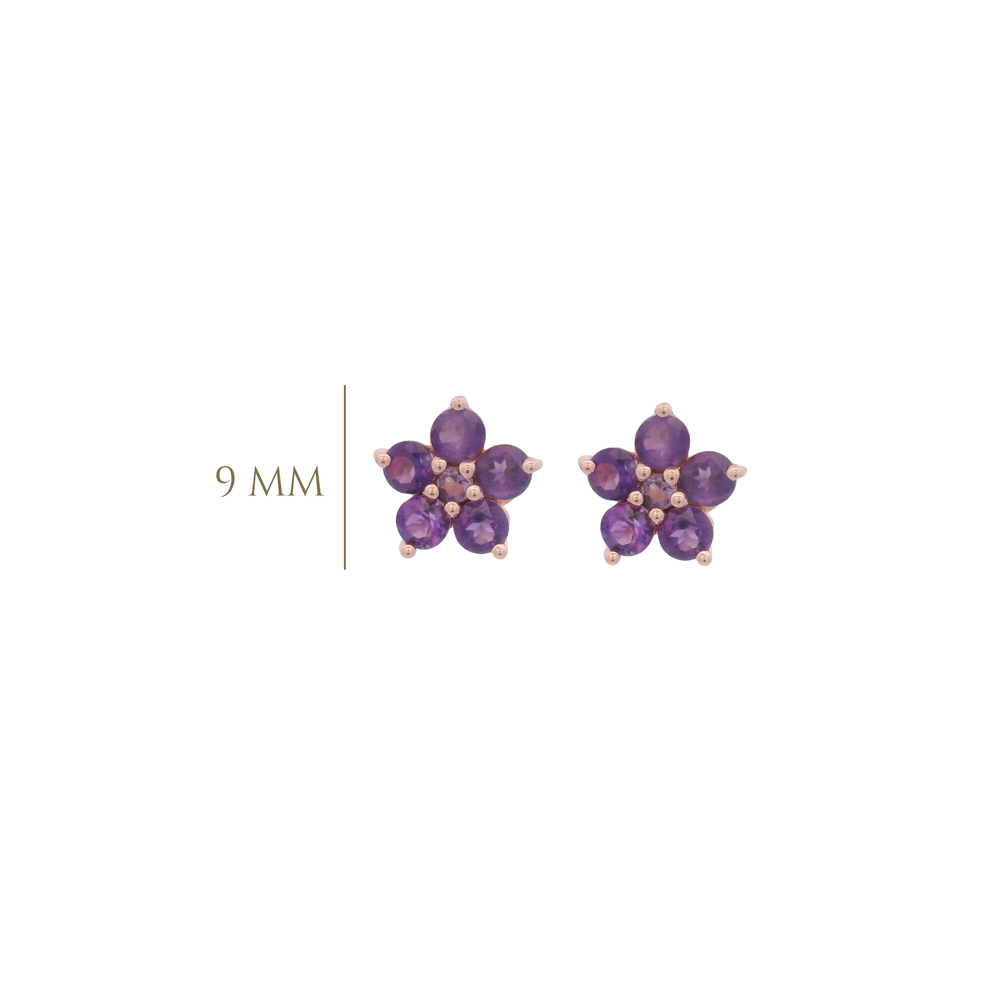 925RG FLOWER 9MM AMETHYST AFRICAN CENTER AMETHYST BRAZILIAN EARRINGS