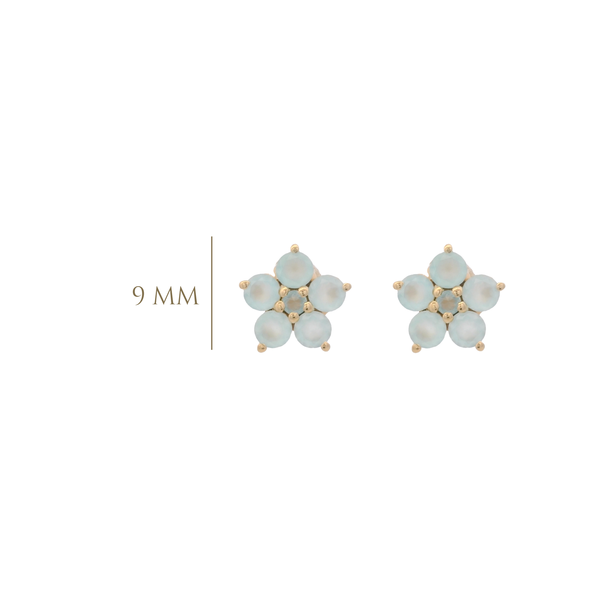 925YG FLOWER 9MM AQUA CHALCEDONY CENTER CHALCEDONY BLUE EARRINGS