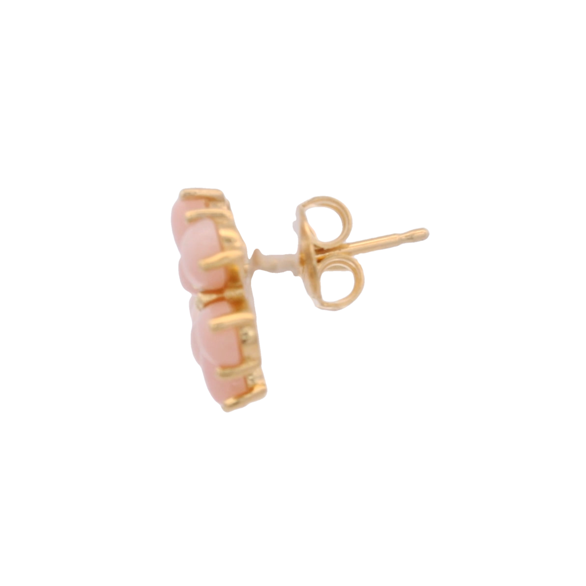 925YG FLOWER 12MM OPAL PINK CENTER TOPAZ WHITE EARRINGS
