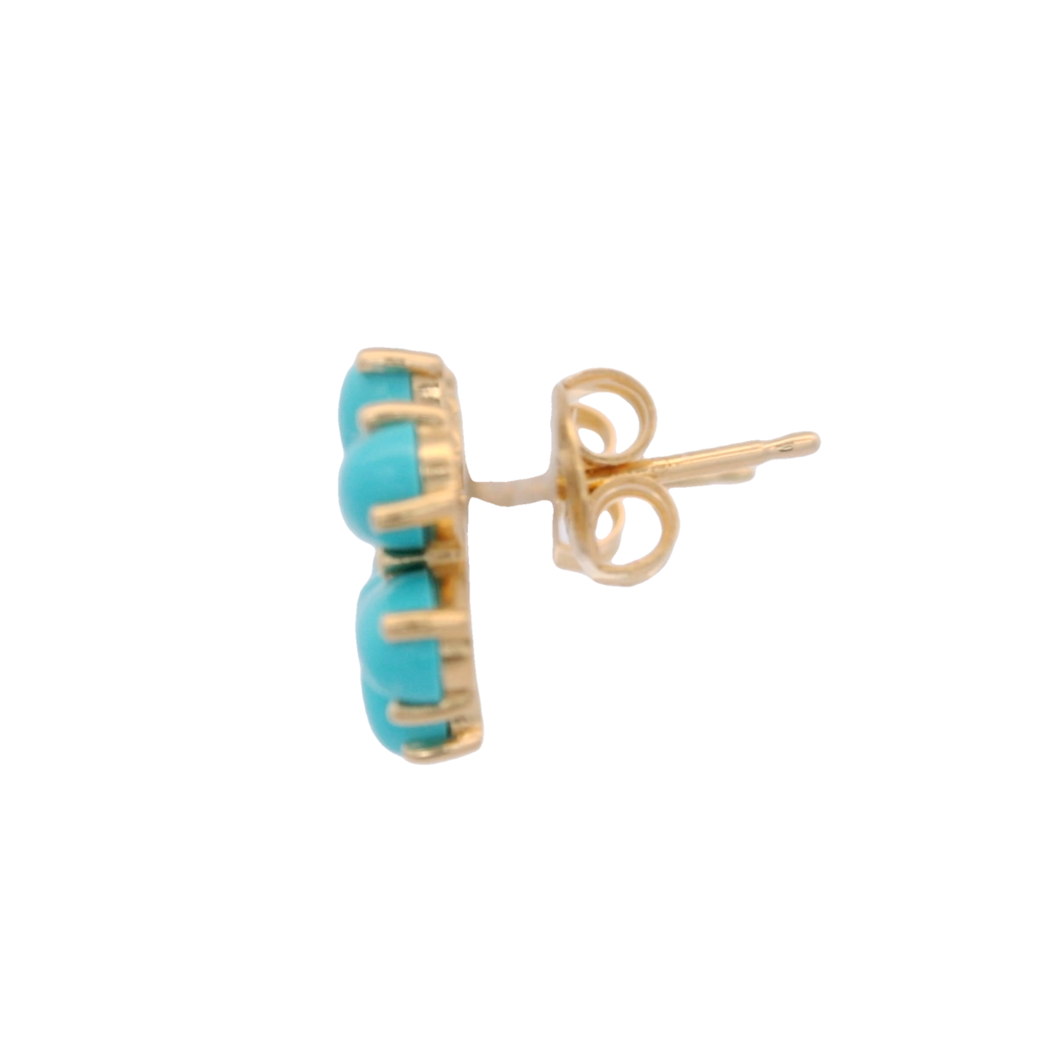 925YG FLOWER 12MM TURQUOISE SYN CENTER TOPAZ WHITE EARRINGS