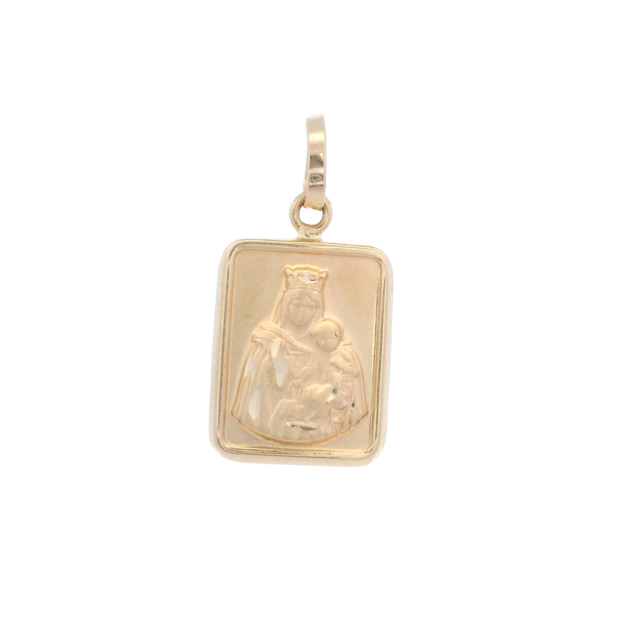 14KY SQUARE VIRGIN OF CARMEN 11MM MEDAL