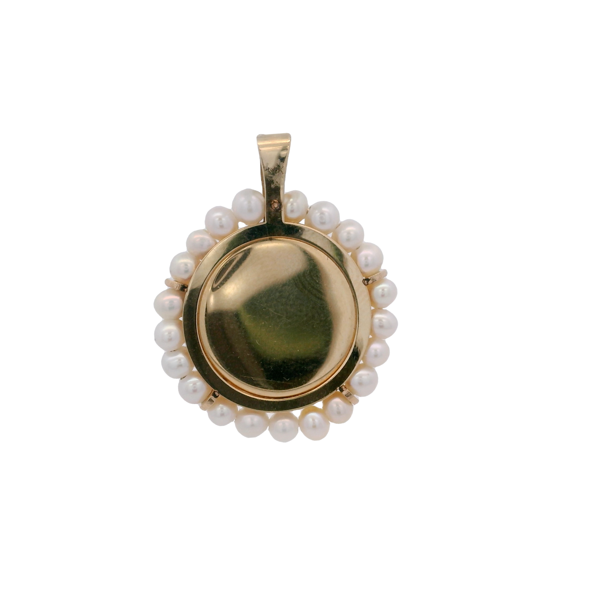 14KY MIRACULOUS VIRGIN WITH PEARL 18MM MEDAL