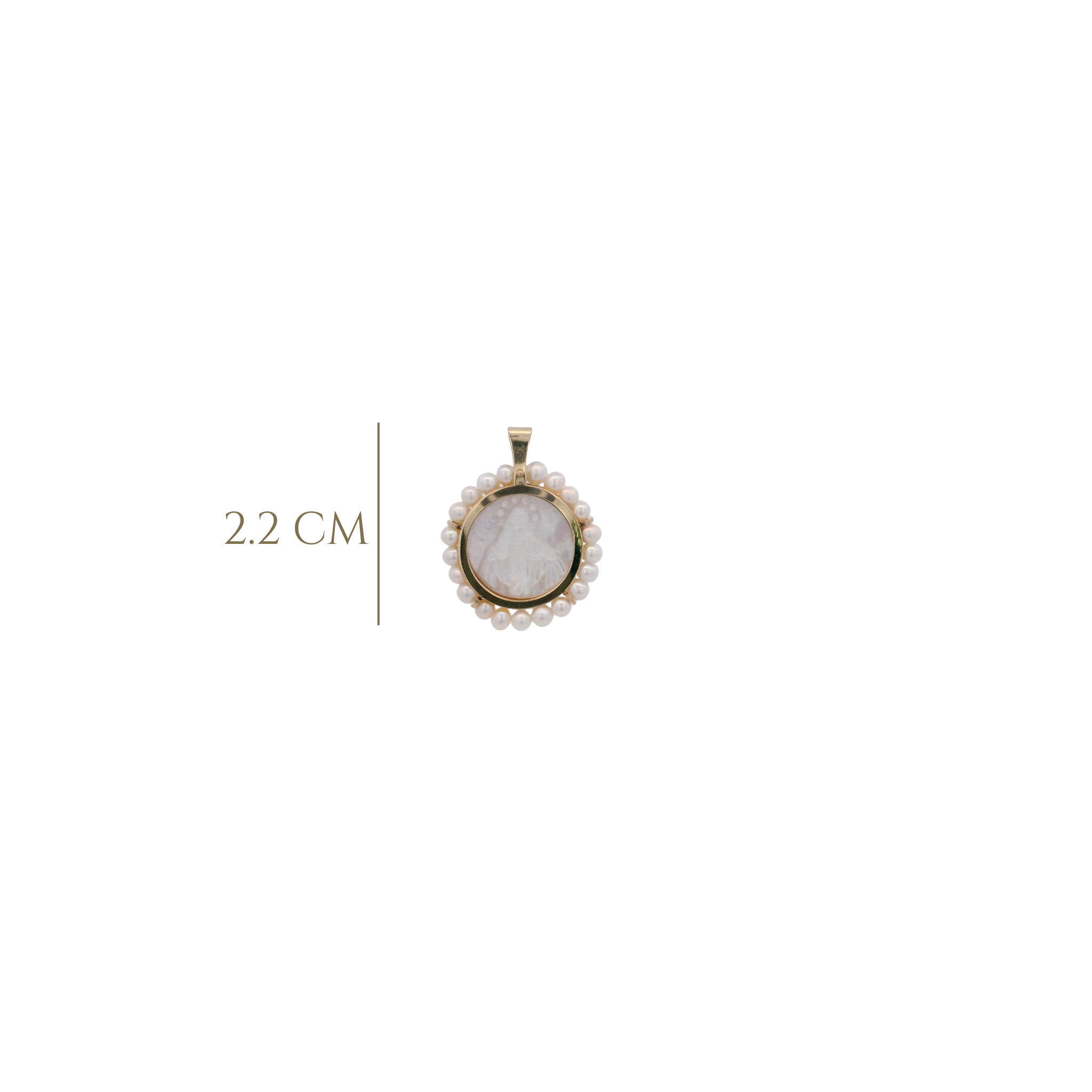 14KY MIRACULOUS VIRGIN WITH PEARL 18MM MEDAL