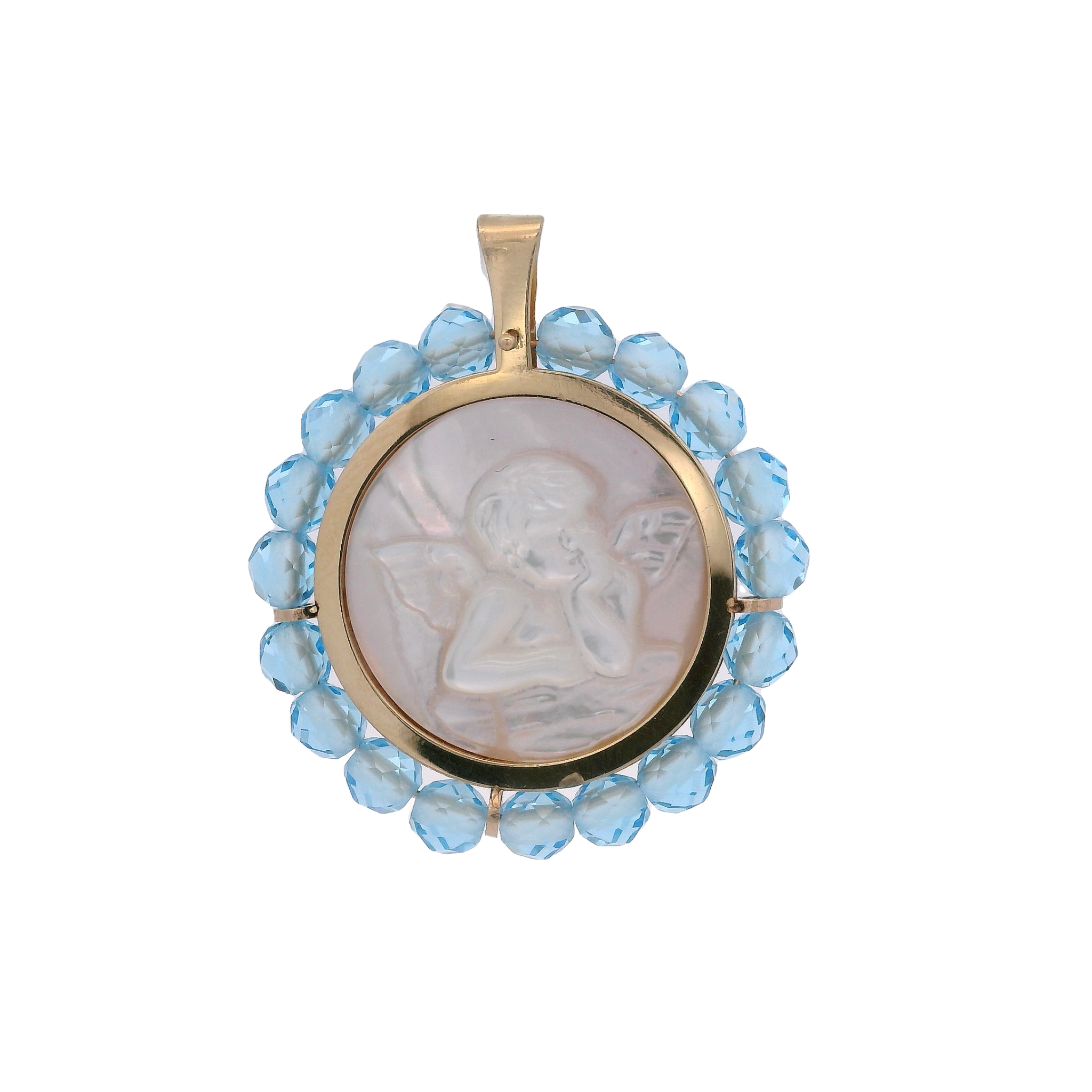 14KY GUARDIAN ANGEL BLUE 22.5MM MEDAL