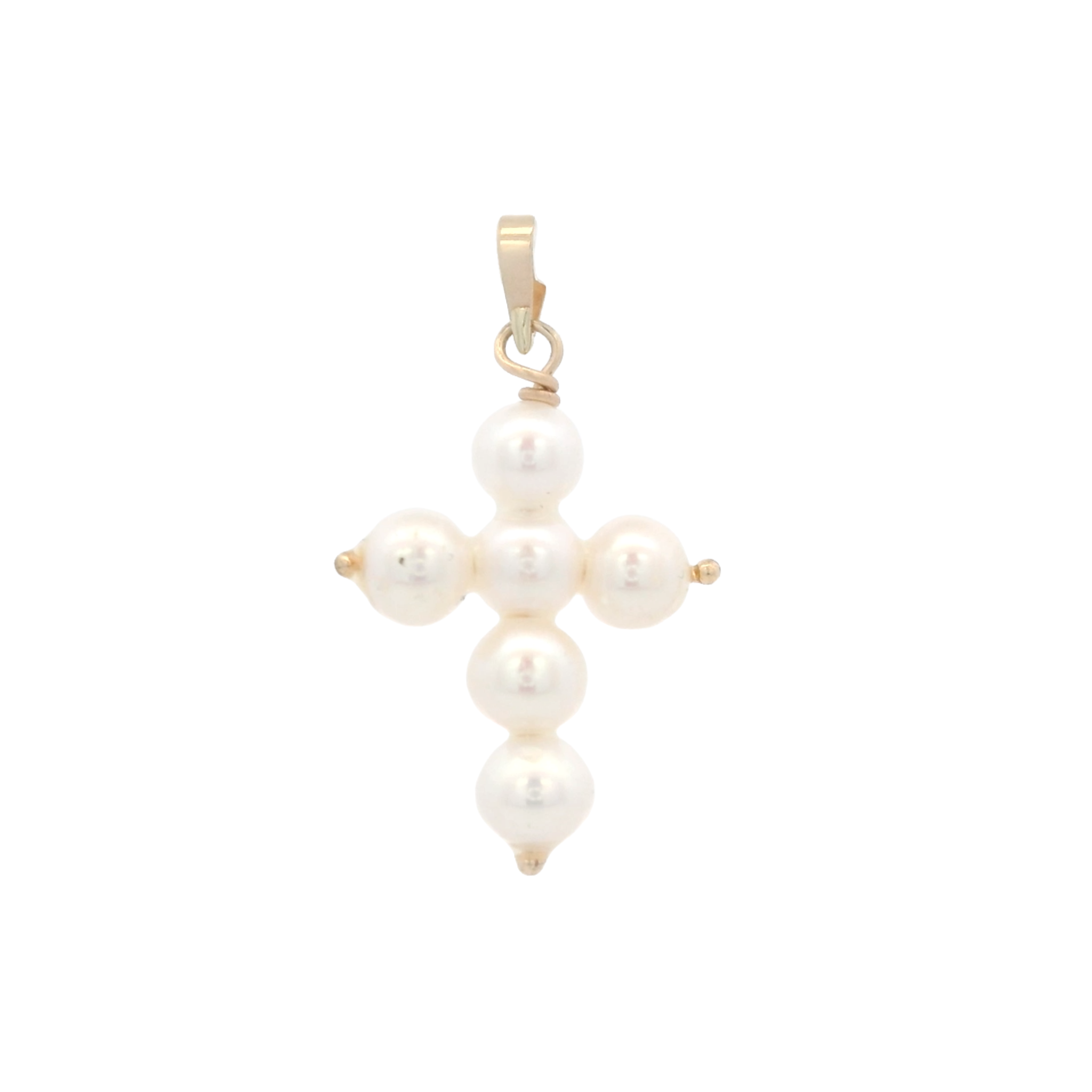 14KY CROSS OF PEARL 15X22MM PENDANT