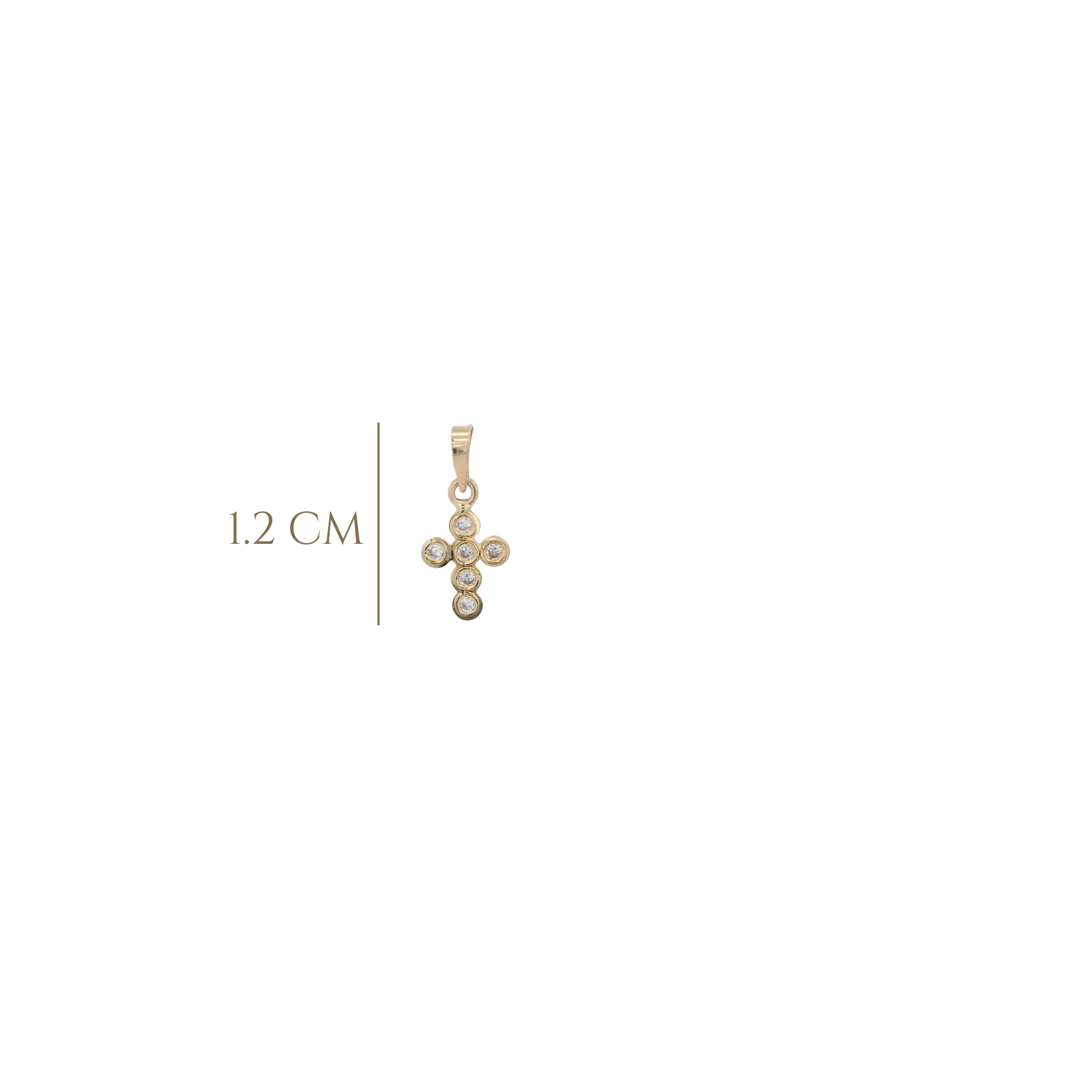 14KY MINI BEZEL CROSS 7X16MM PENDANT