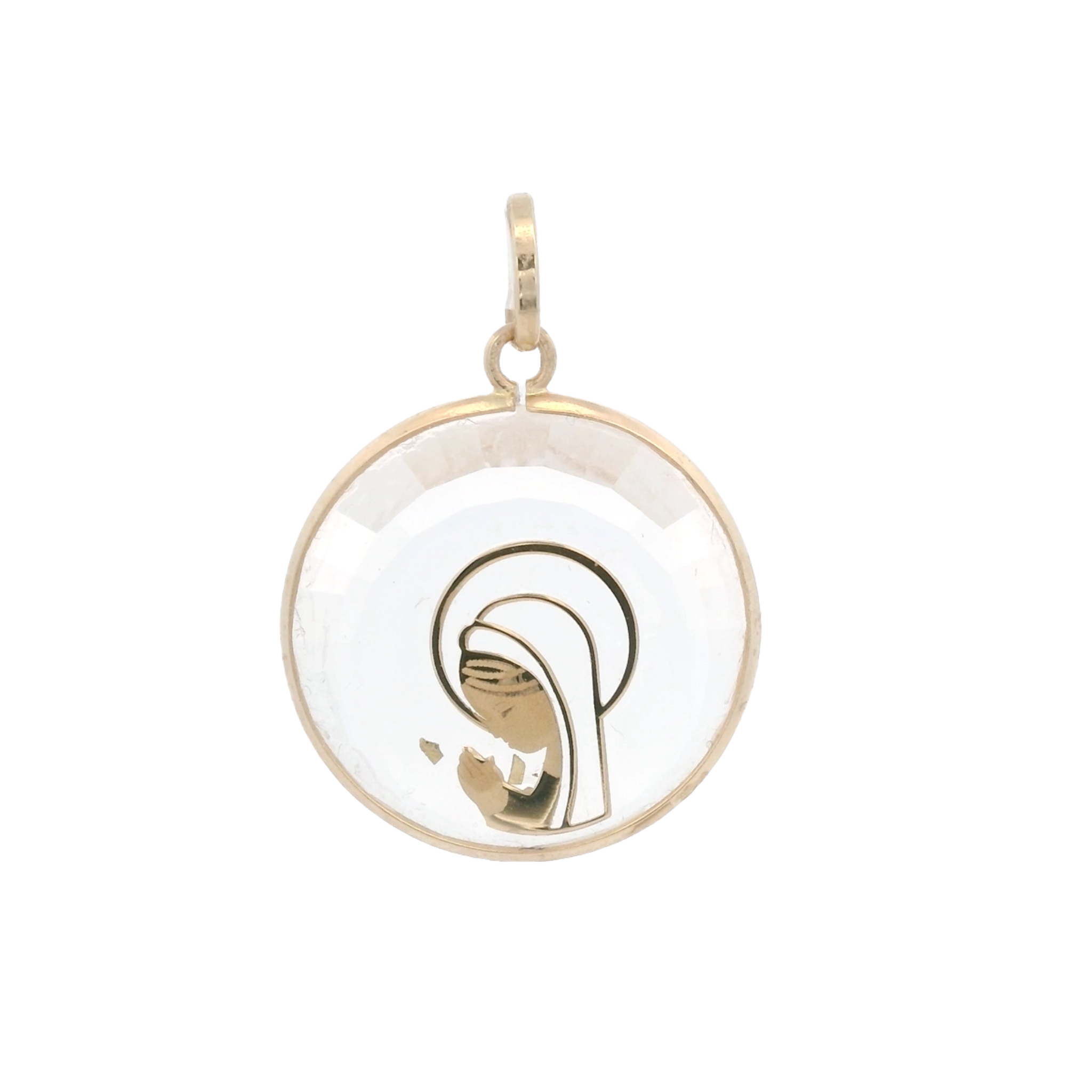 14KY VIRGIN TRANSPARENT 18MM MEDAL