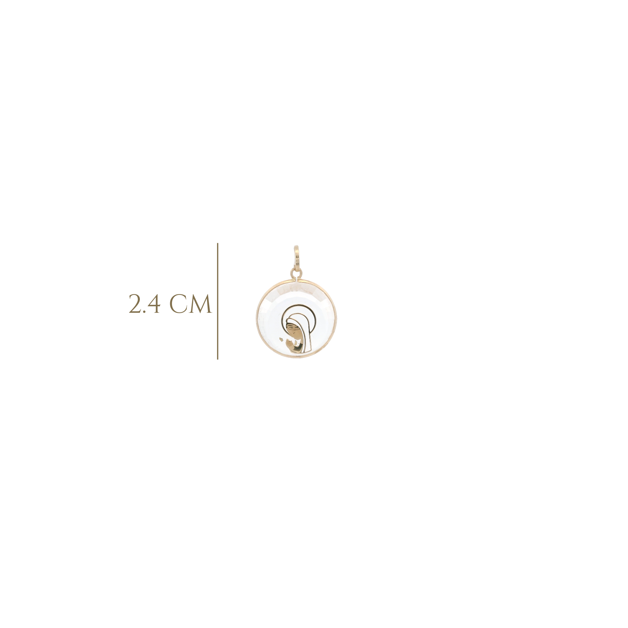 14KY VIRGIN TRANSPARENT 18MM MEDAL
