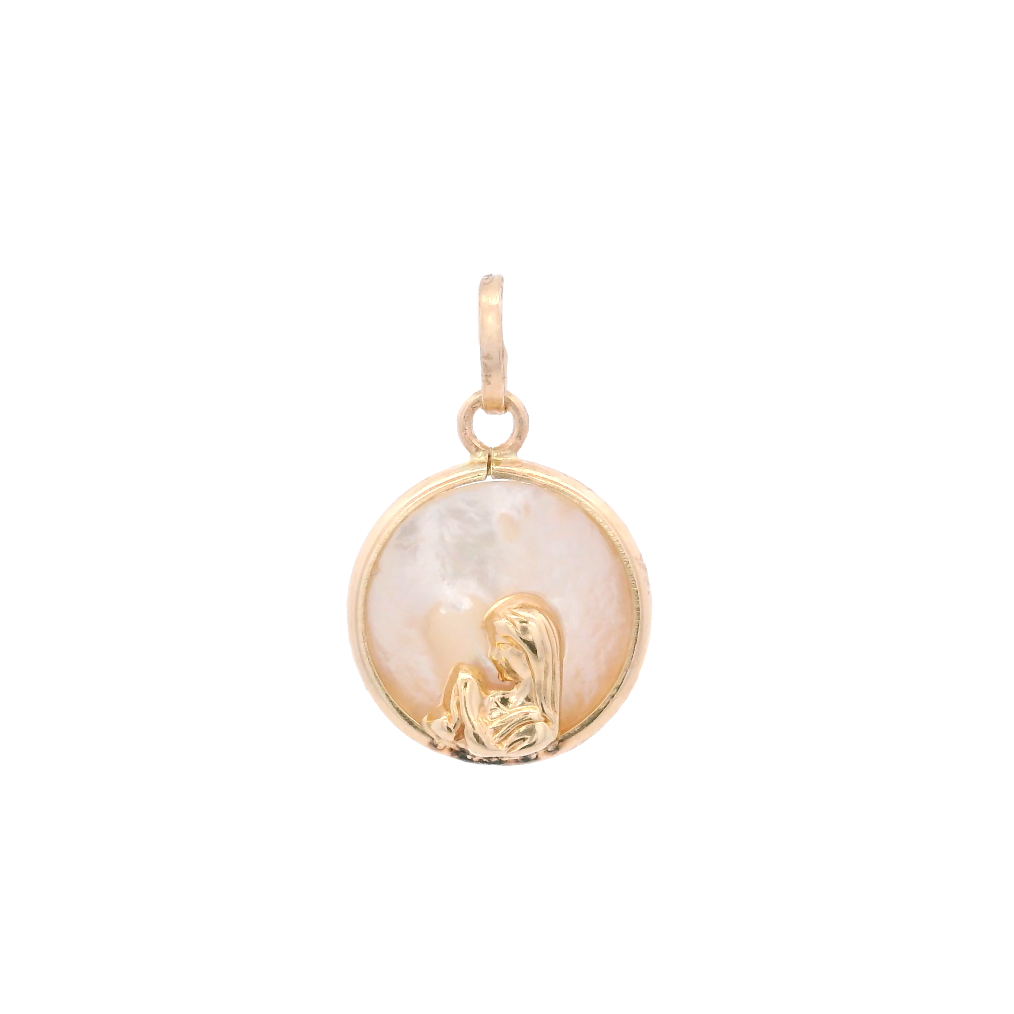 14KY VIRGIN NACAR SHELL 10MM MEDAL