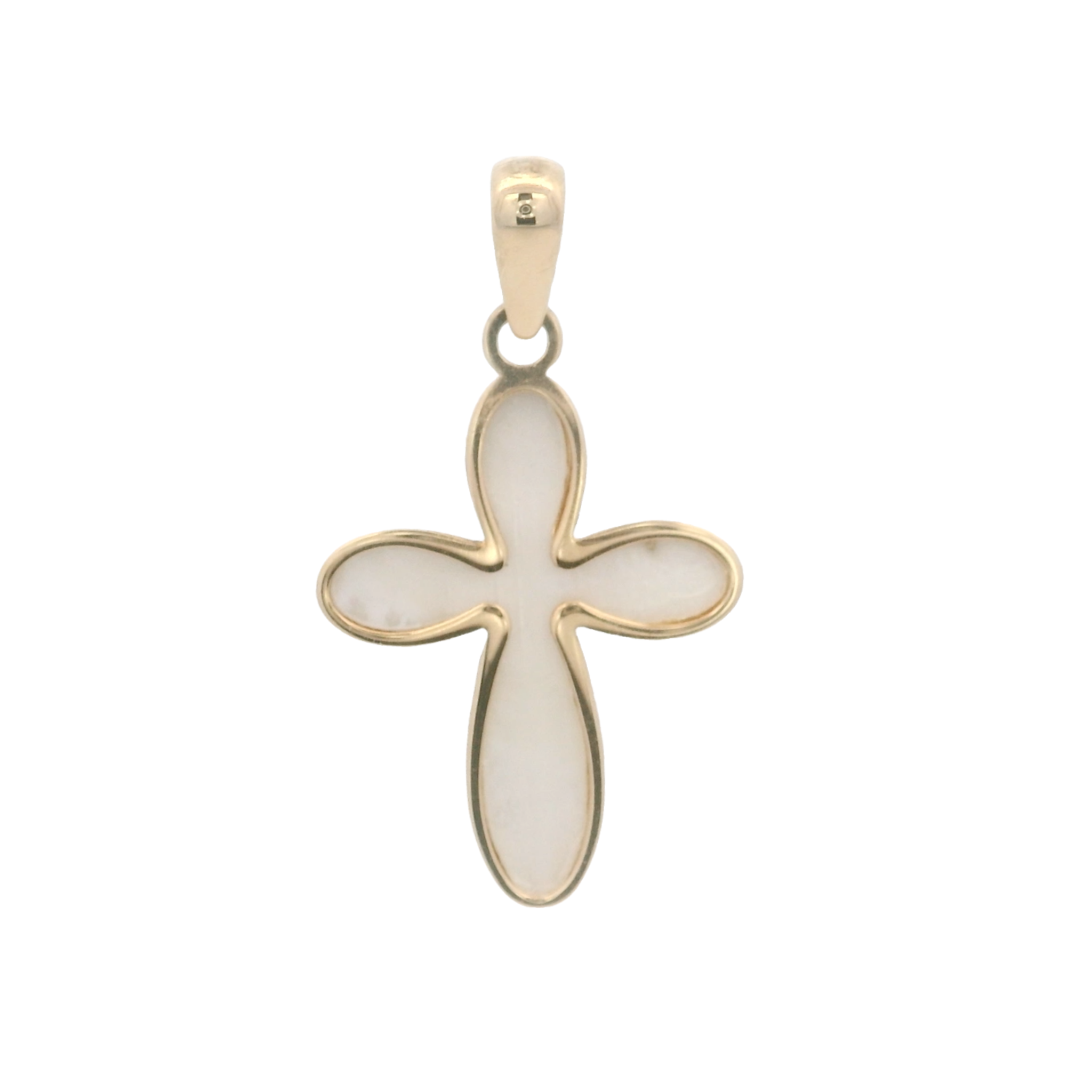 14KY CROSS OVAL NACAR SHELL 14X18MM PENDANT