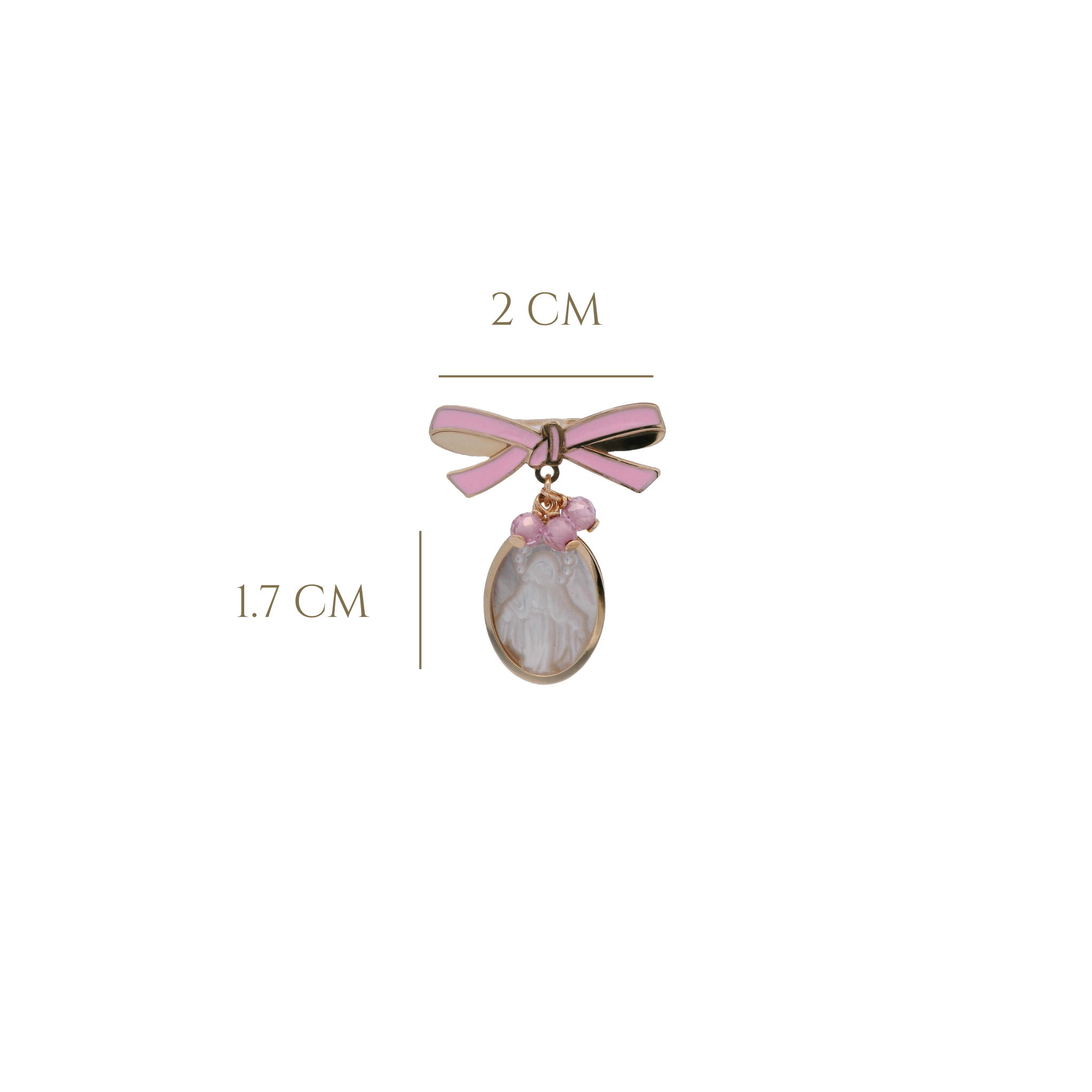 14KY HOOK MIRACULOS VIRGIN WITH RIBBON ENAMEL PINK PIN