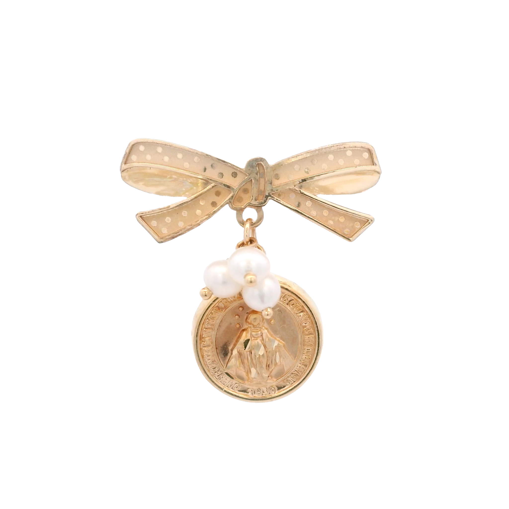 14KY MIRACULOS VIRGIN WITH RIBBON AND PERL PIN