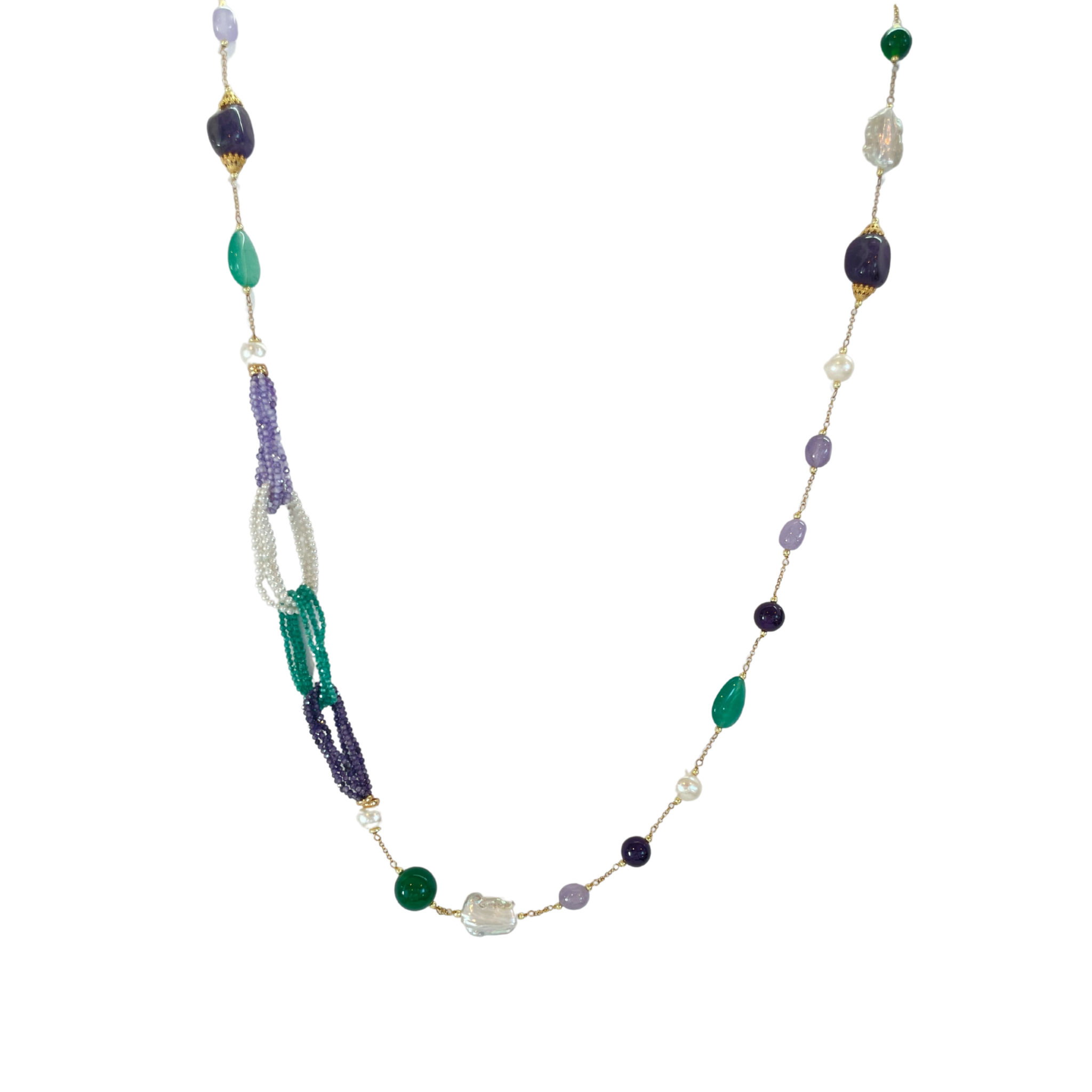 925GG G VIOLA G VERDE PERLE NECKLACE