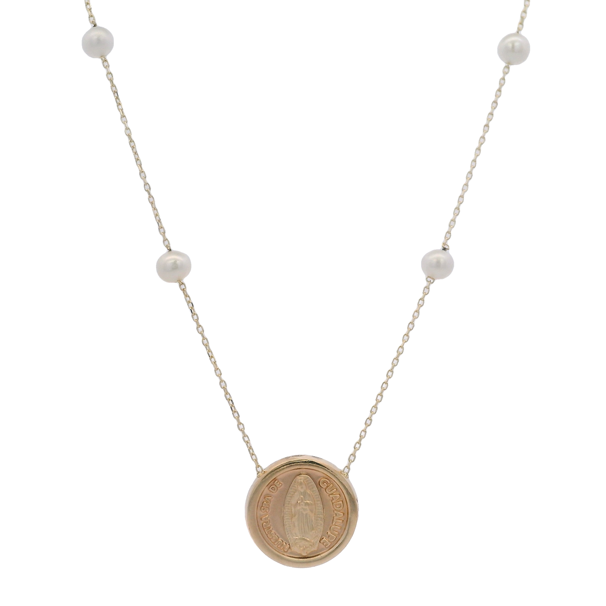 14KY VIRGIN OF GUADALUPE WITH PERL NECKLACE
