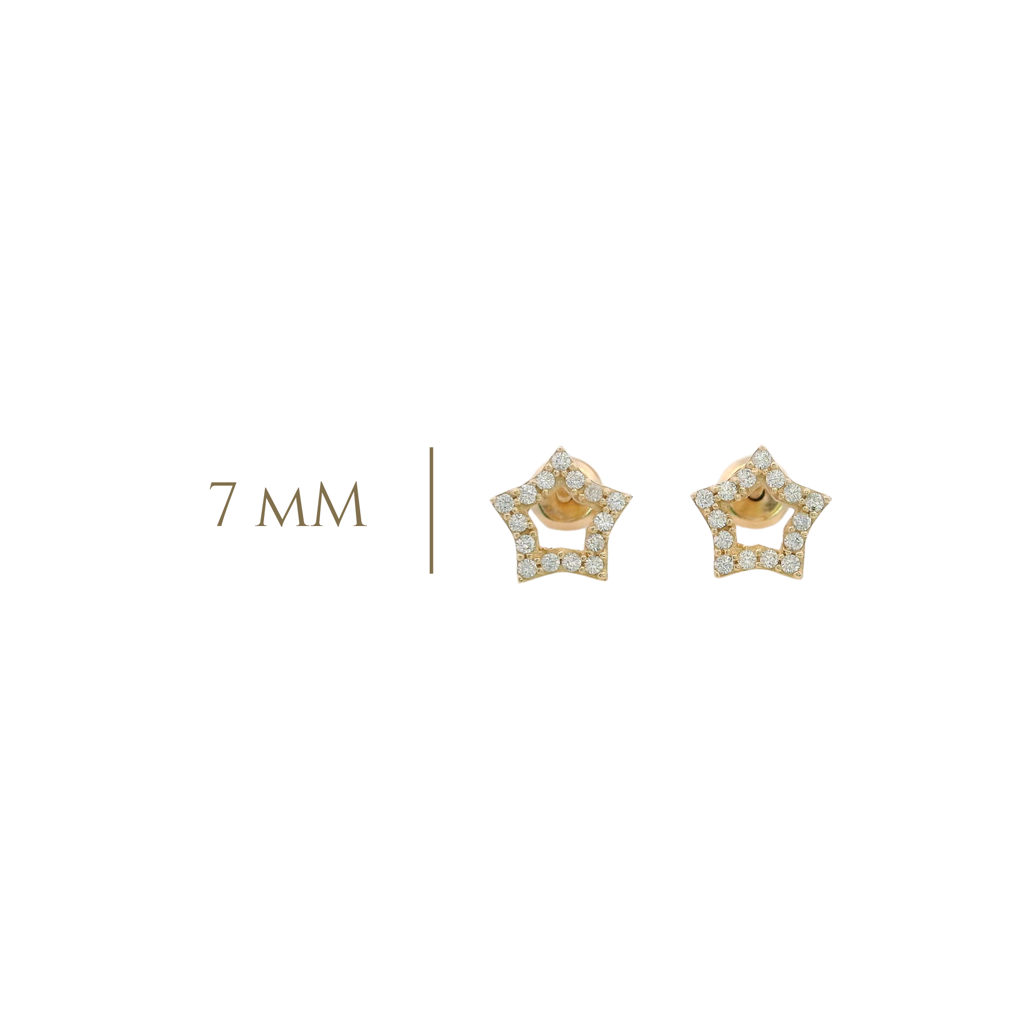 14KY SMALL OUTLINE STAR PAVE EARRINGS