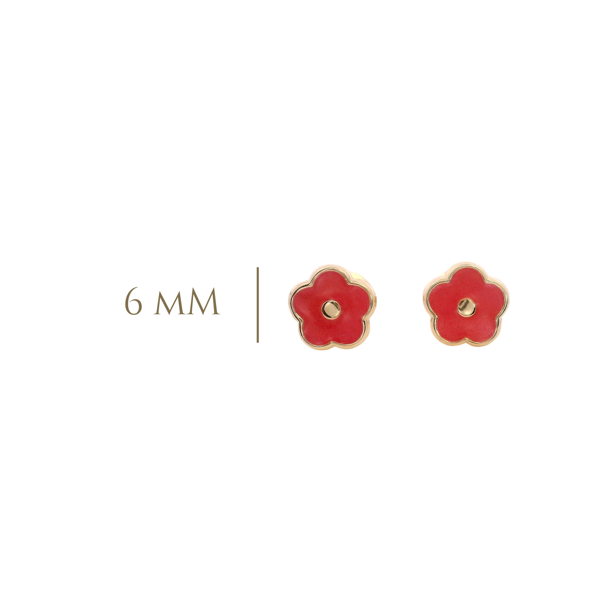 14KY MINI FLOWER ENAMEL PINK EARRINGS