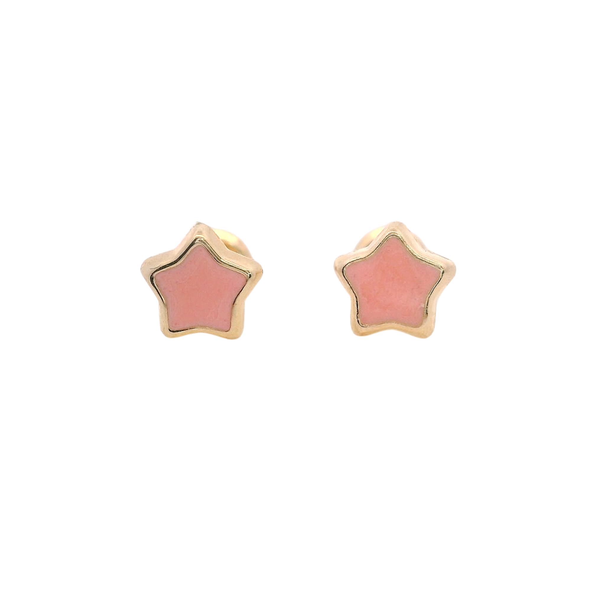 14KY MINI STAR ENAMEL PINK EARRINGS
