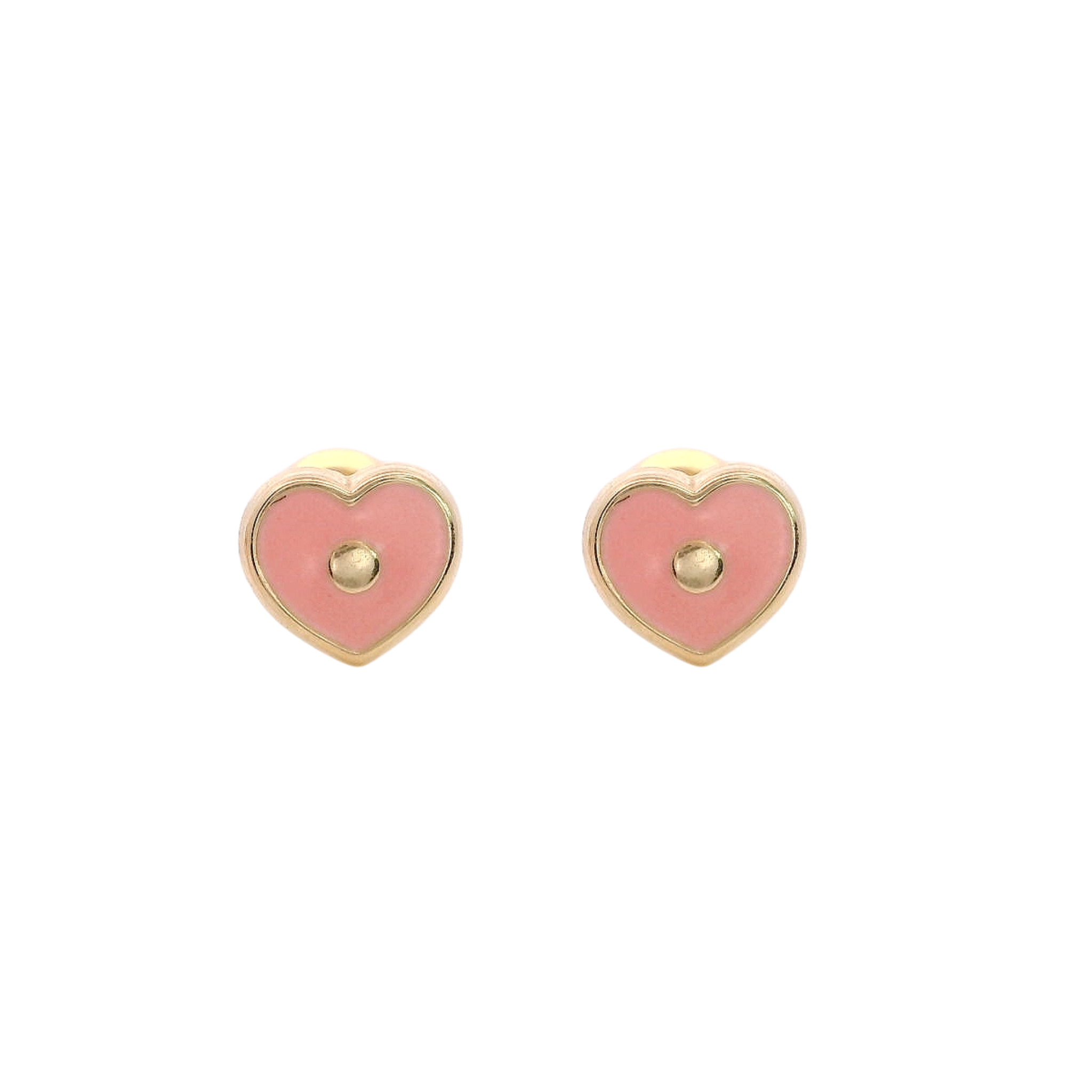 14KY MINI HEART ENAMEL PINK EARRINGS