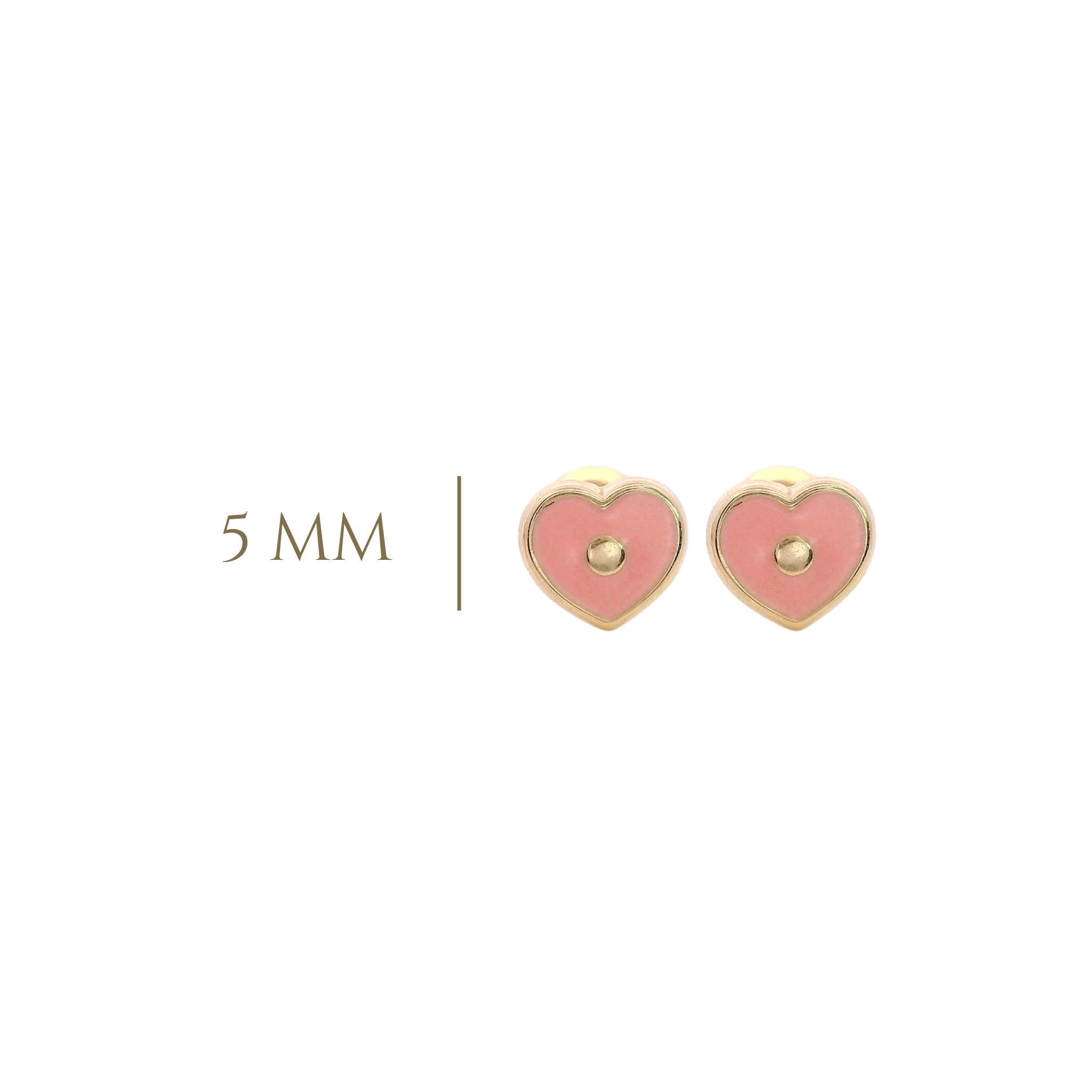 14KY MINI HEART ENAMEL PINK EARRINGS