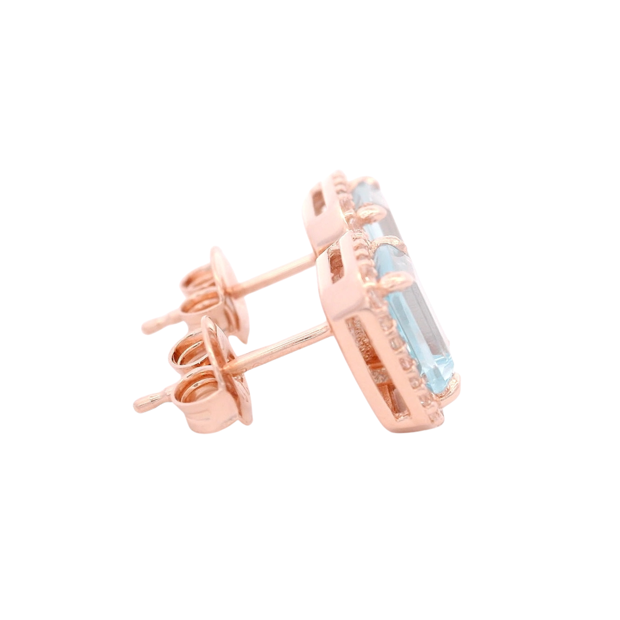 925RG BAQUETTE TOPAZ BLUE SKY AROUND TOPAZ WHITE EARRINGS