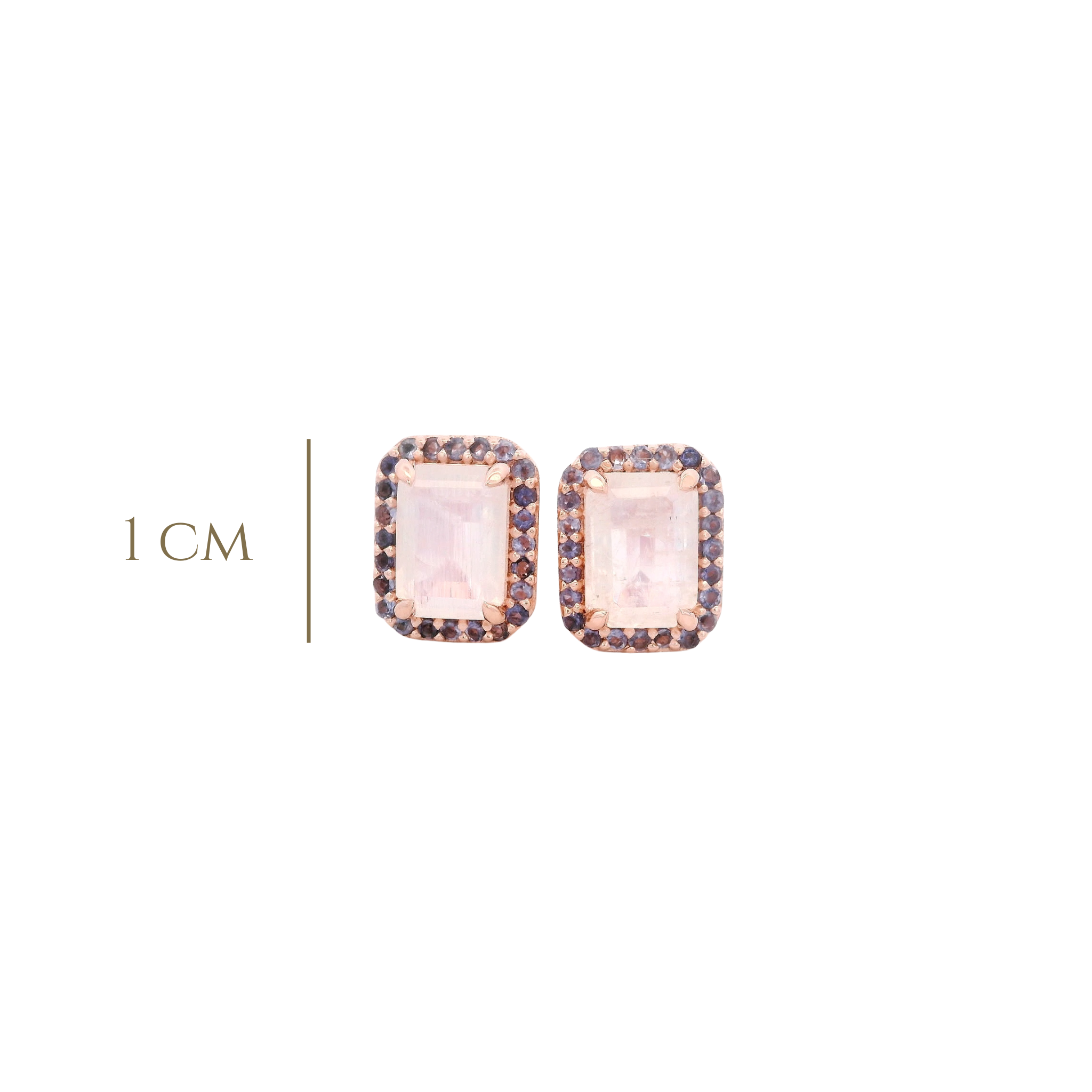 925RG BAQUETTE MOONSTONE AROUND IOLITE EARRINGS