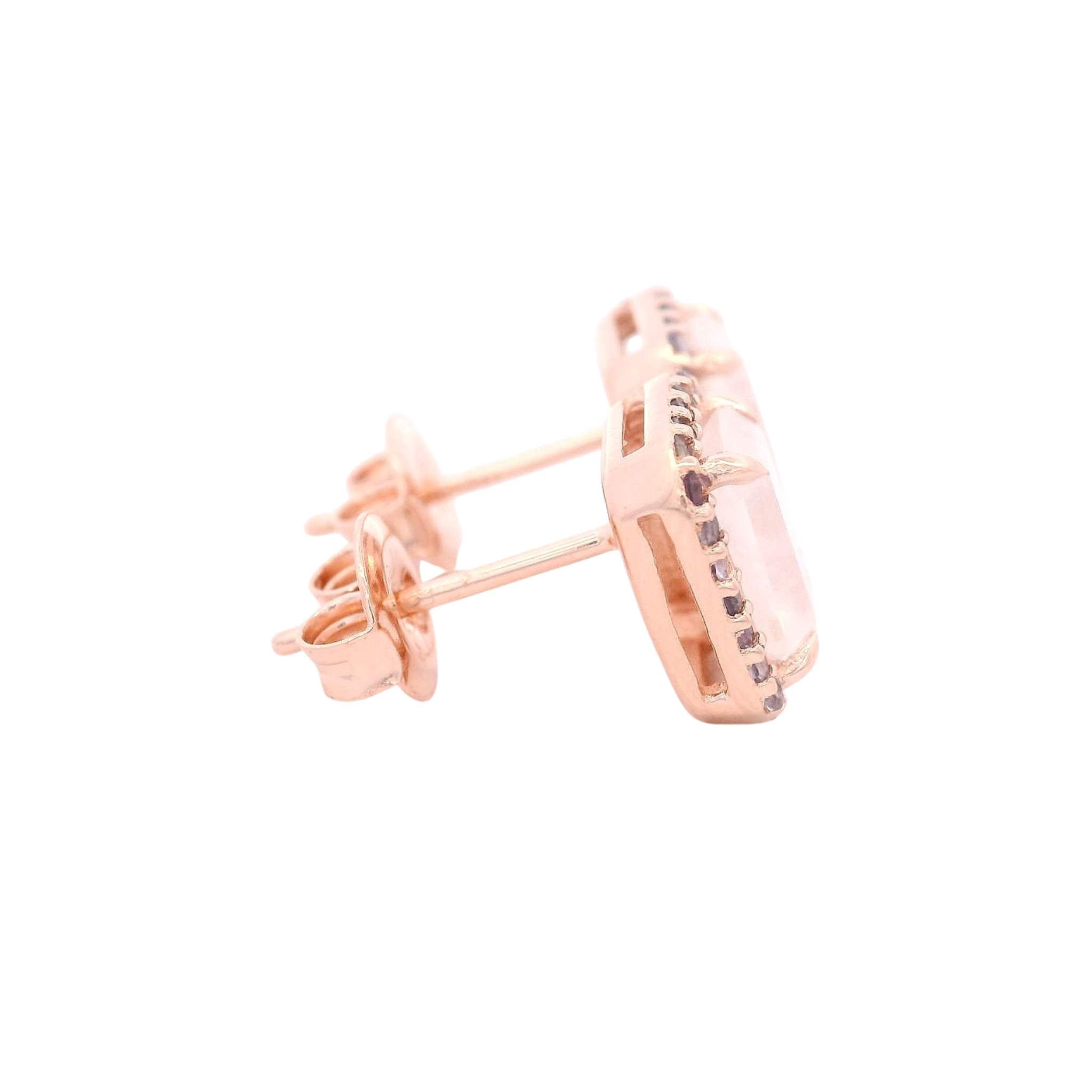 925RG BAQUETTE MOONSTONE AROUND IOLITE EARRINGS