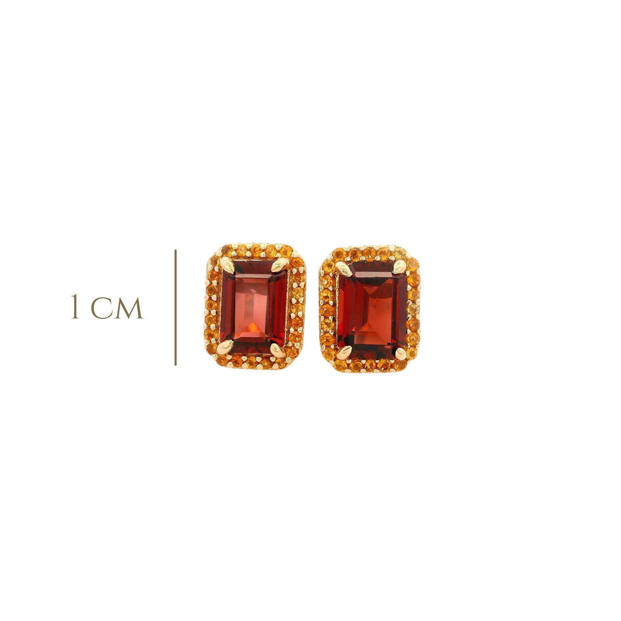 925YG BAQUETTE GARNET AROUND CITRINE EARRINGS